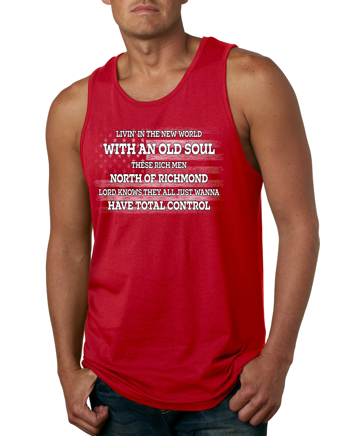 Rich Men North of Richmond White American Flag Mens Tank Top - Picture 5 of 6