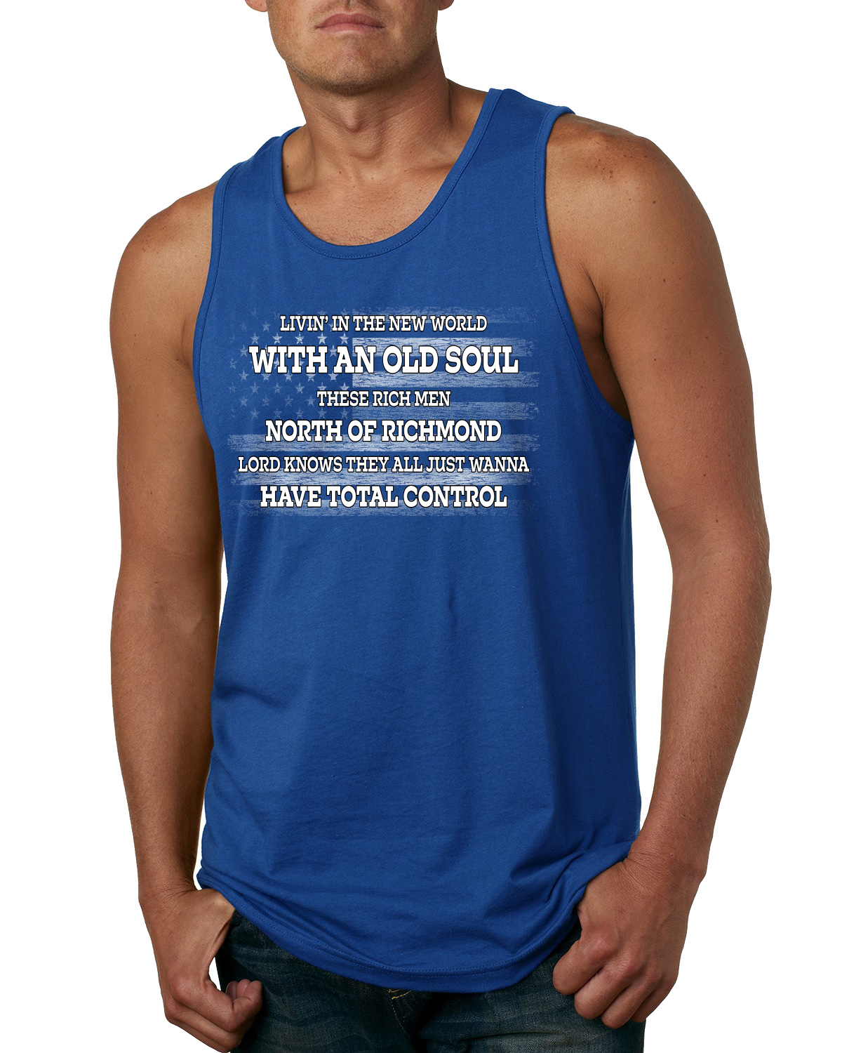 Rich Men North of Richmond White American Flag Mens Tank Top - Picture 6 of 6