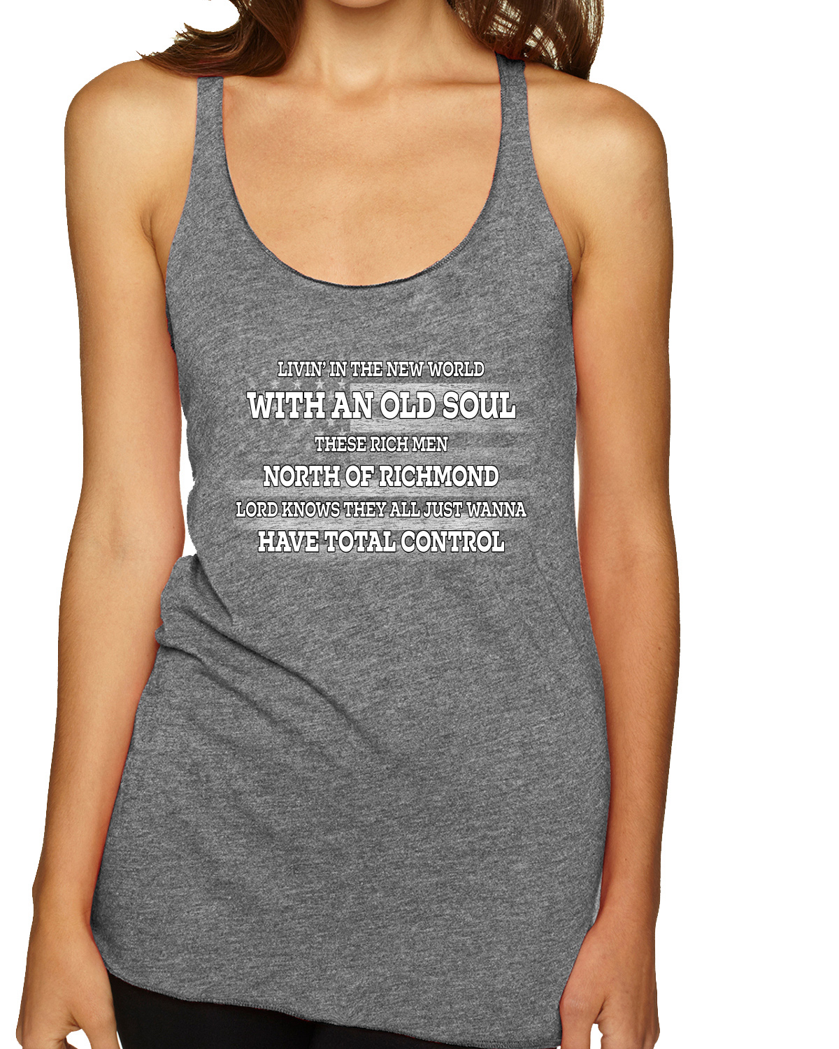 Rich Men North of Richmond White American Flag TriBlend Racerback Tank Top - Picture 3 of 8