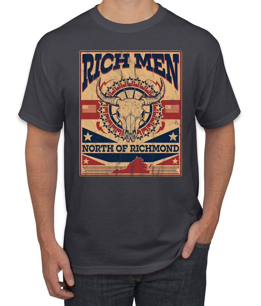Rich Men North of Richmond Distressed Steer Mens TShirt - Picture 3 of 12