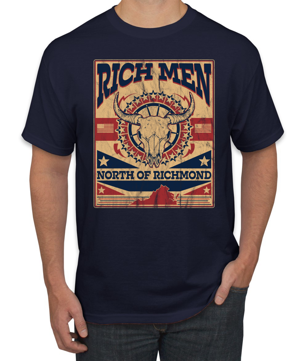 Rich Men North of Richmond Distressed Steer Mens TShirt - Picture 6 of 12