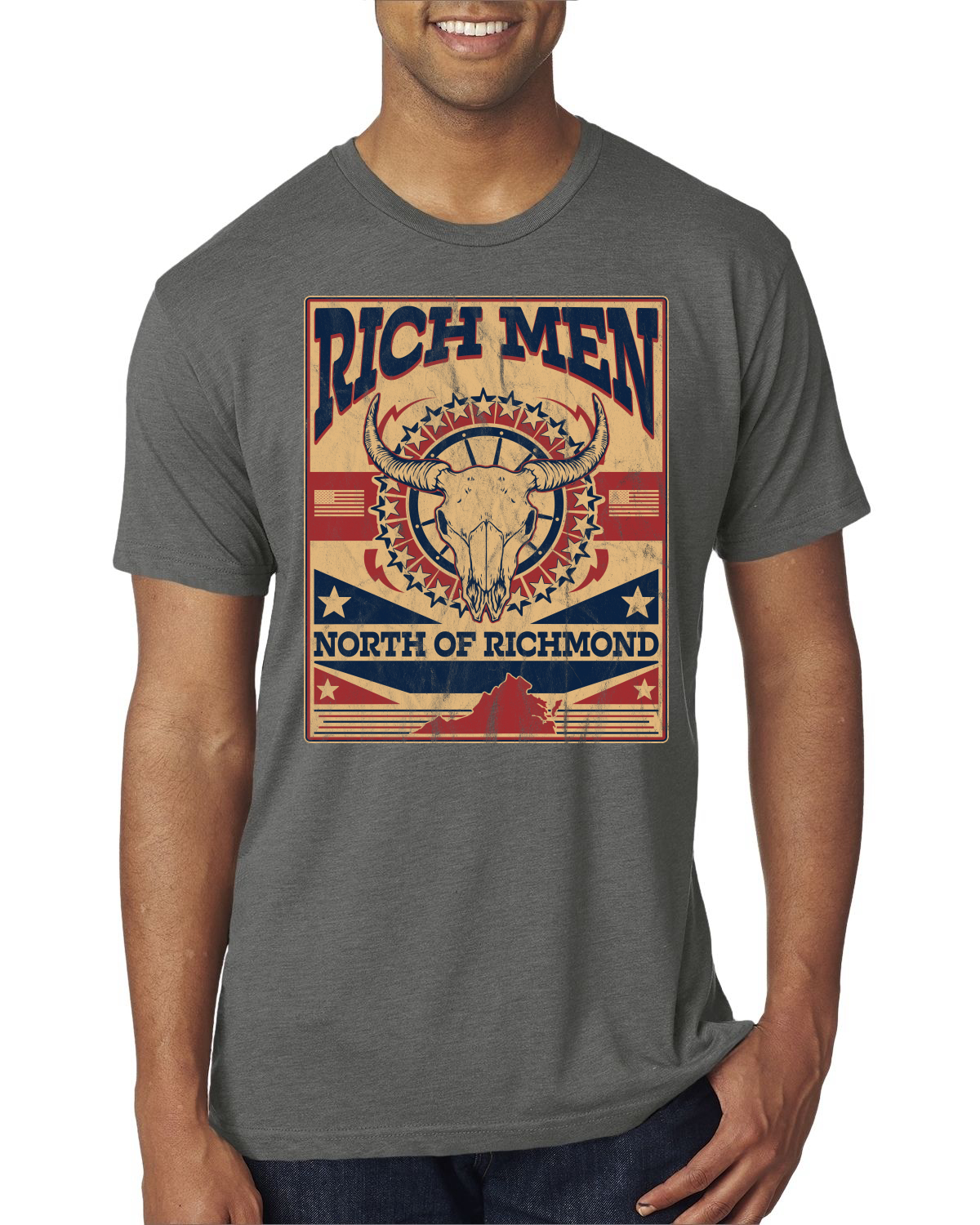 Camiseta Rich Men North of Richmond Distressed Steer para Hombre Premium Tri Blend - Imagen 8 de 10