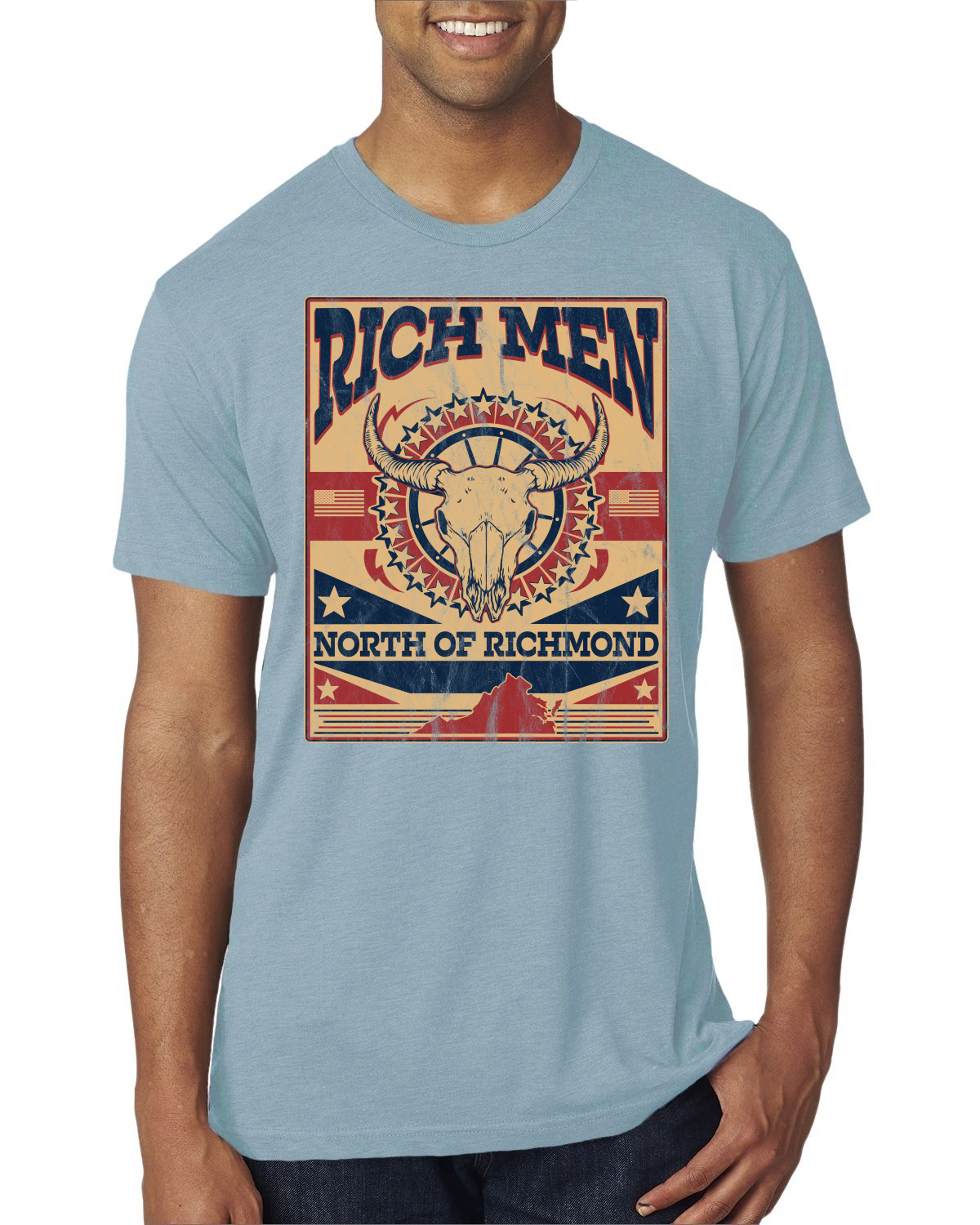Camiseta Rich Men North of Richmond Distressed Steer para Hombre Premium Tri Blend - Imagen 9 de 10