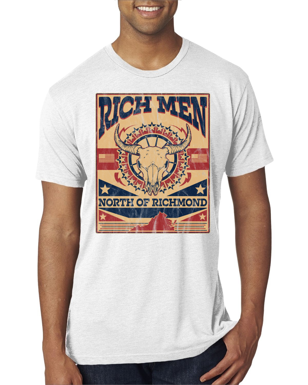 Camiseta Rich Men North of Richmond Distressed Steer para Hombre Premium Tri Blend - Imagen 2 de 10