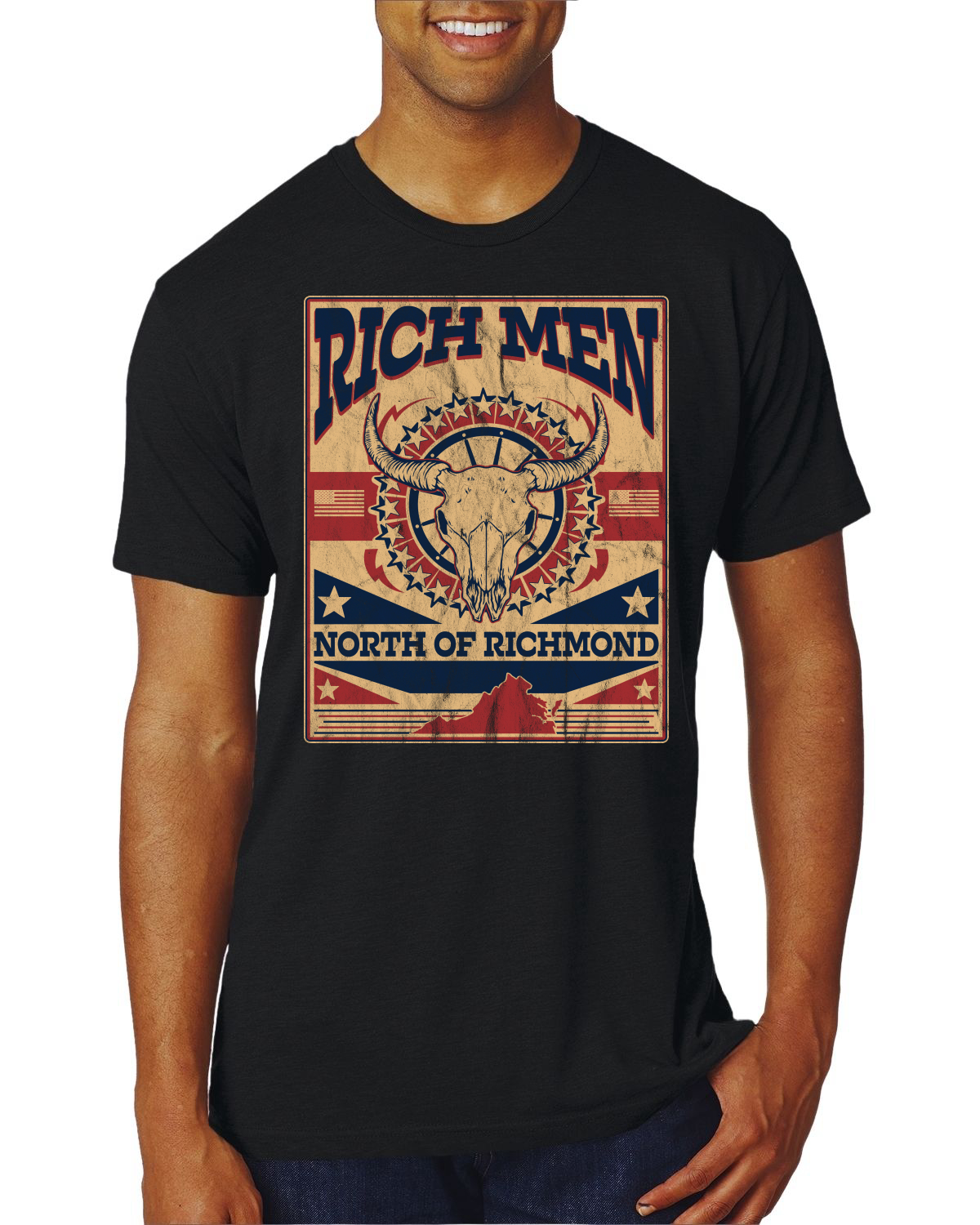 Camiseta Rich Men North of Richmond Distressed Steer para Hombre Premium Tri Blend - Imagen 7 de 10