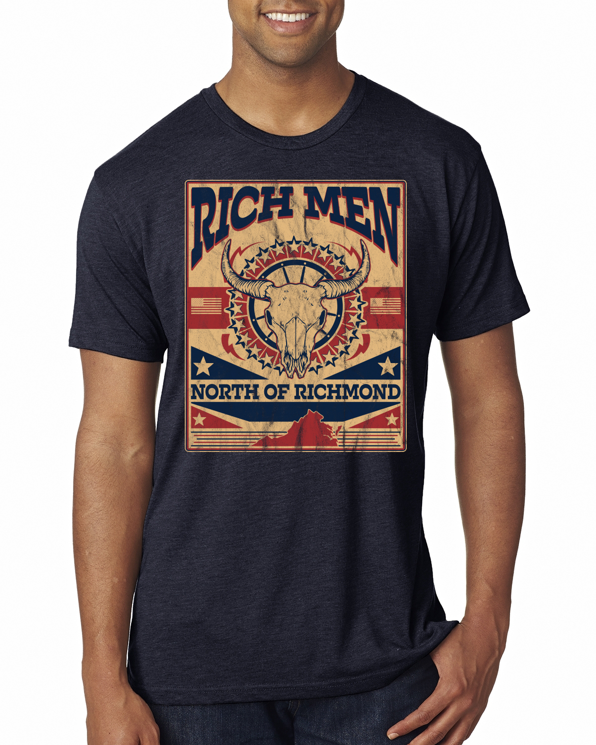 Camiseta Rich Men North of Richmond Distressed Steer para Hombre Premium Tri Blend - Imagen 4 de 10