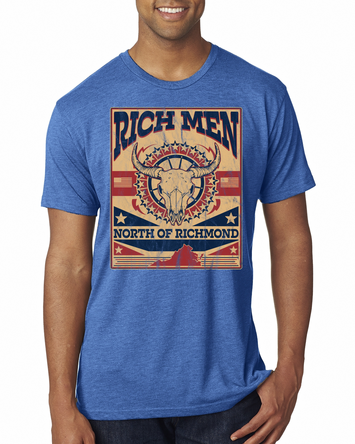Camiseta Rich Men North of Richmond Distressed Steer para Hombre Premium Tri Blend - Imagen 6 de 10