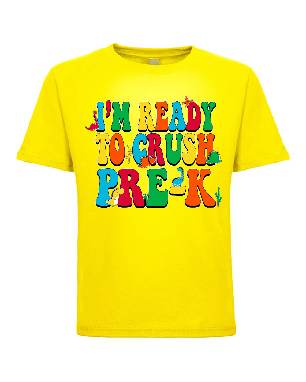 Maglietta Im Ready To Crush PreK Carino Dinosauro Colorato Crew Bambini - Foto 7 di 7