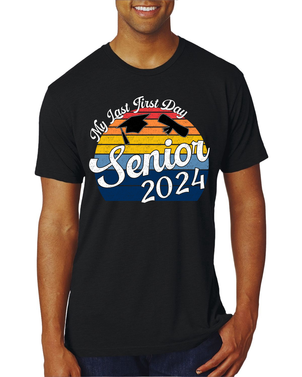 Camiseta My Last First Day Sunset Graduación Gorra De Colección Hombres Premium TriBlend - Imagen 9 de 9