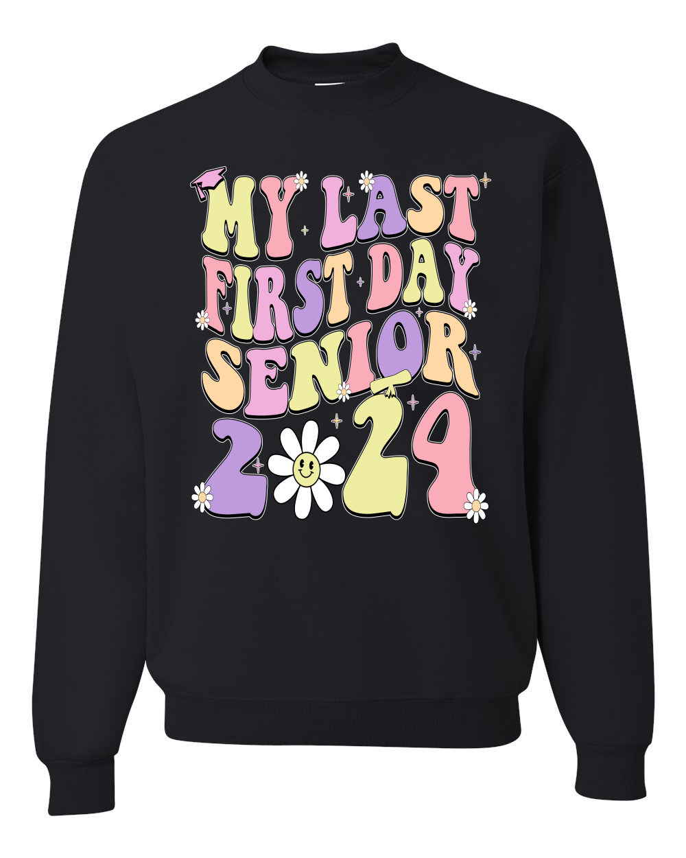 My Last First Day Groovy Letters Graduación Gorra Unisex Cuello Redondo Sudadera - Imagen 3 de 12