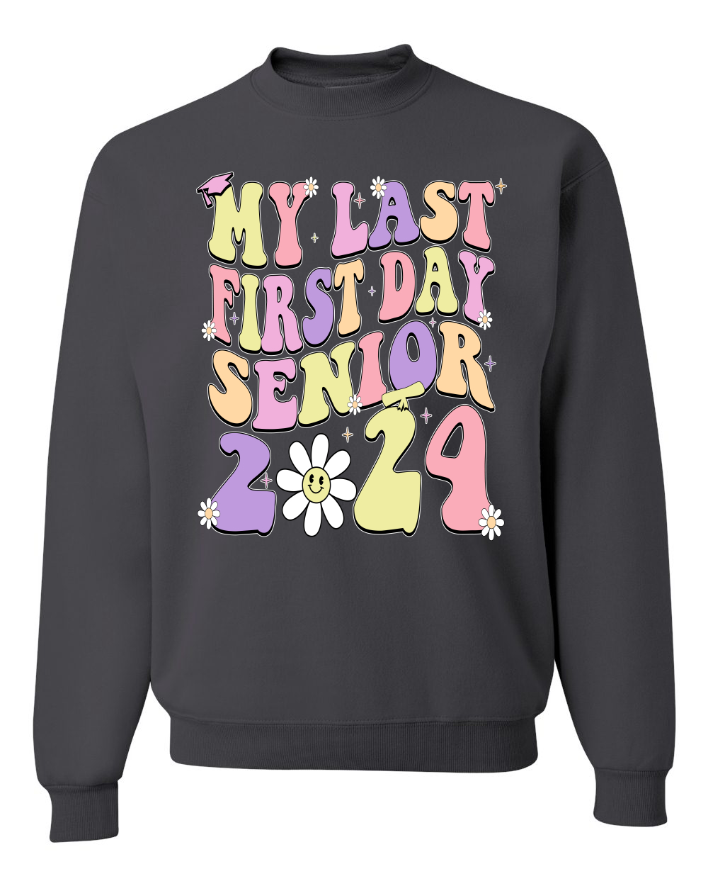 My Last First Day Groovy Letters Graduación Gorra Unisex Cuello Redondo Sudadera - Imagen 4 de 12