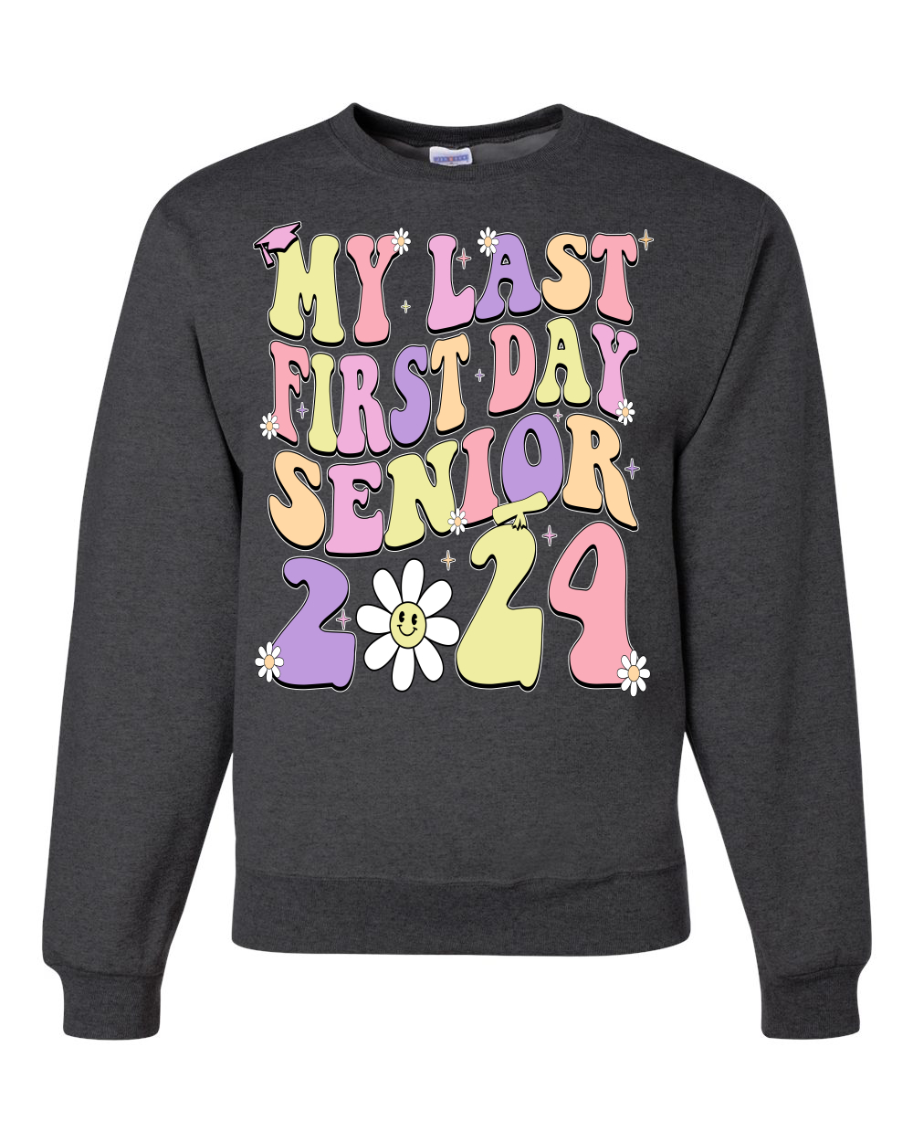 My Last First Day Groovy Letters Graduación Gorra Unisex Cuello Redondo Sudadera - Imagen 5 de 12