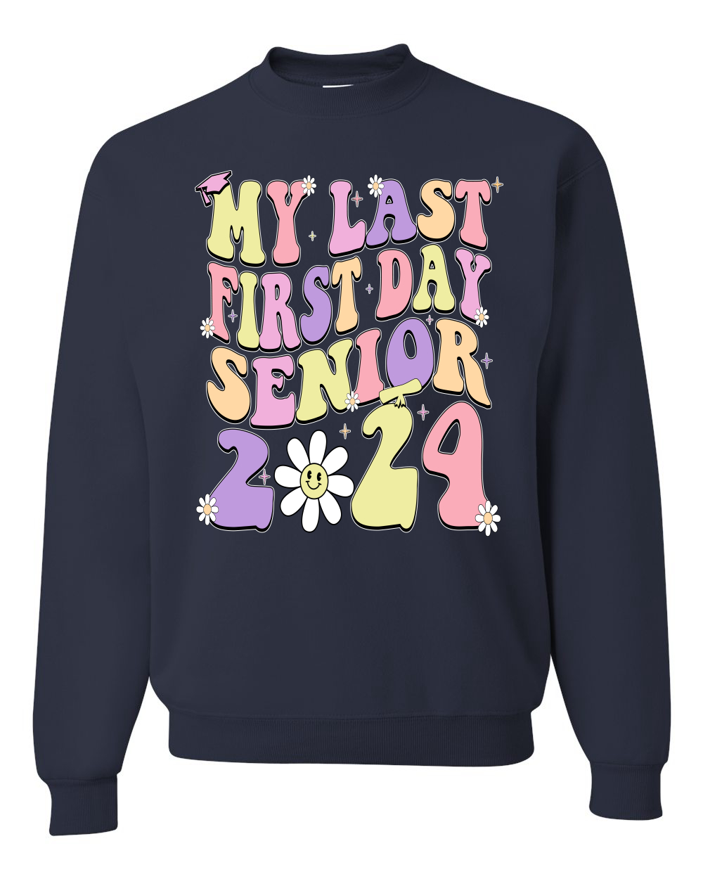 My Last First Day Groovy Letters Graduación Gorra Unisex Cuello Redondo Sudadera - Imagen 8 de 12