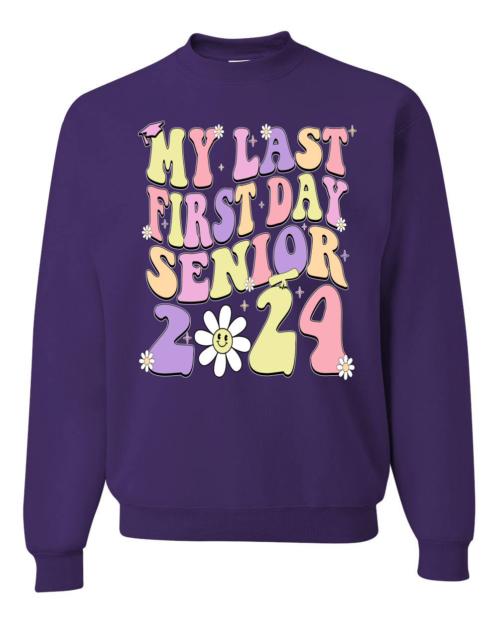 My Last First Day Groovy Letters Graduación Gorra Unisex Cuello Redondo Sudadera - Imagen 9 de 12