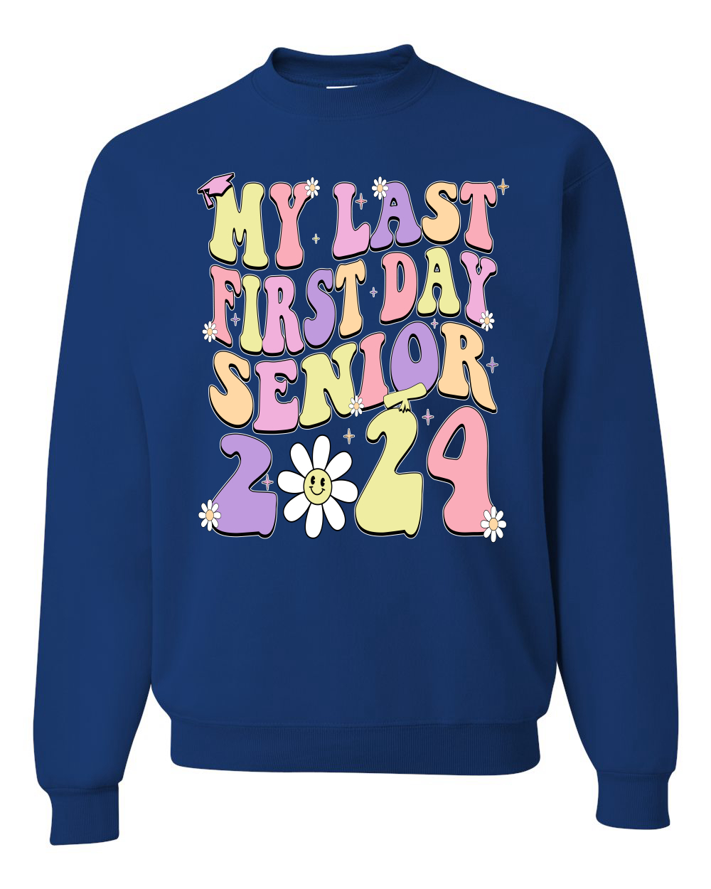 My Last First Day Groovy Letters Graduación Gorra Unisex Cuello Redondo Sudadera - Imagen 10 de 12
