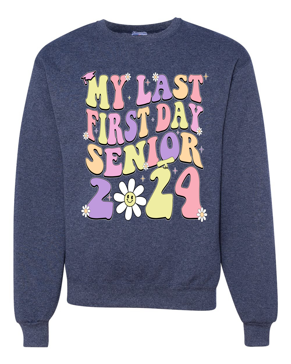 My Last First Day Groovy Letters Graduación Gorra Unisex Cuello Redondo Sudadera - Imagen 11 de 12