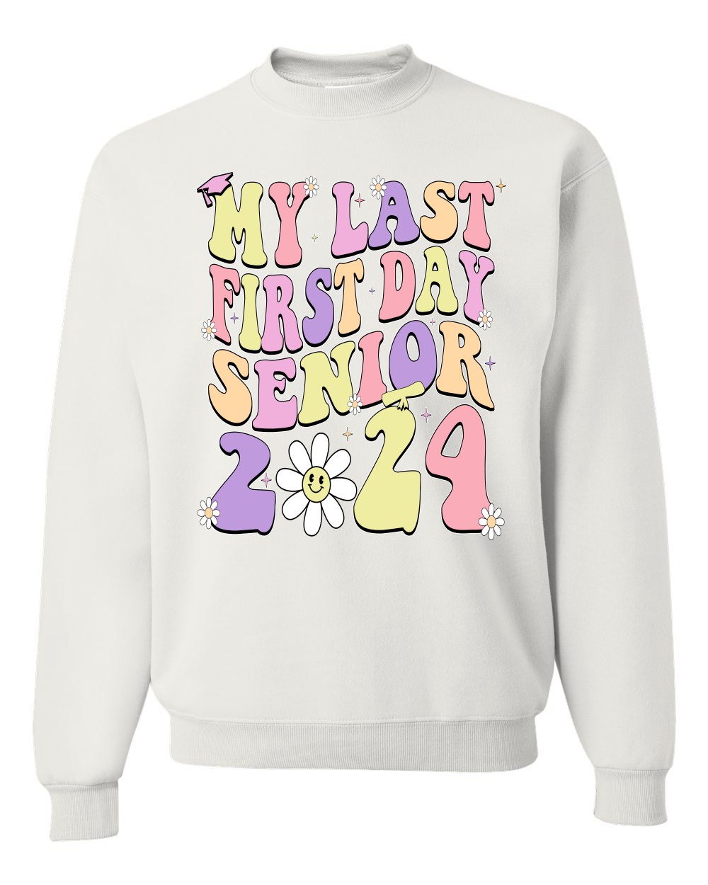 My Last First Day Groovy Letters Graduación Gorra Unisex Cuello Redondo Sudadera - Imagen 12 de 12