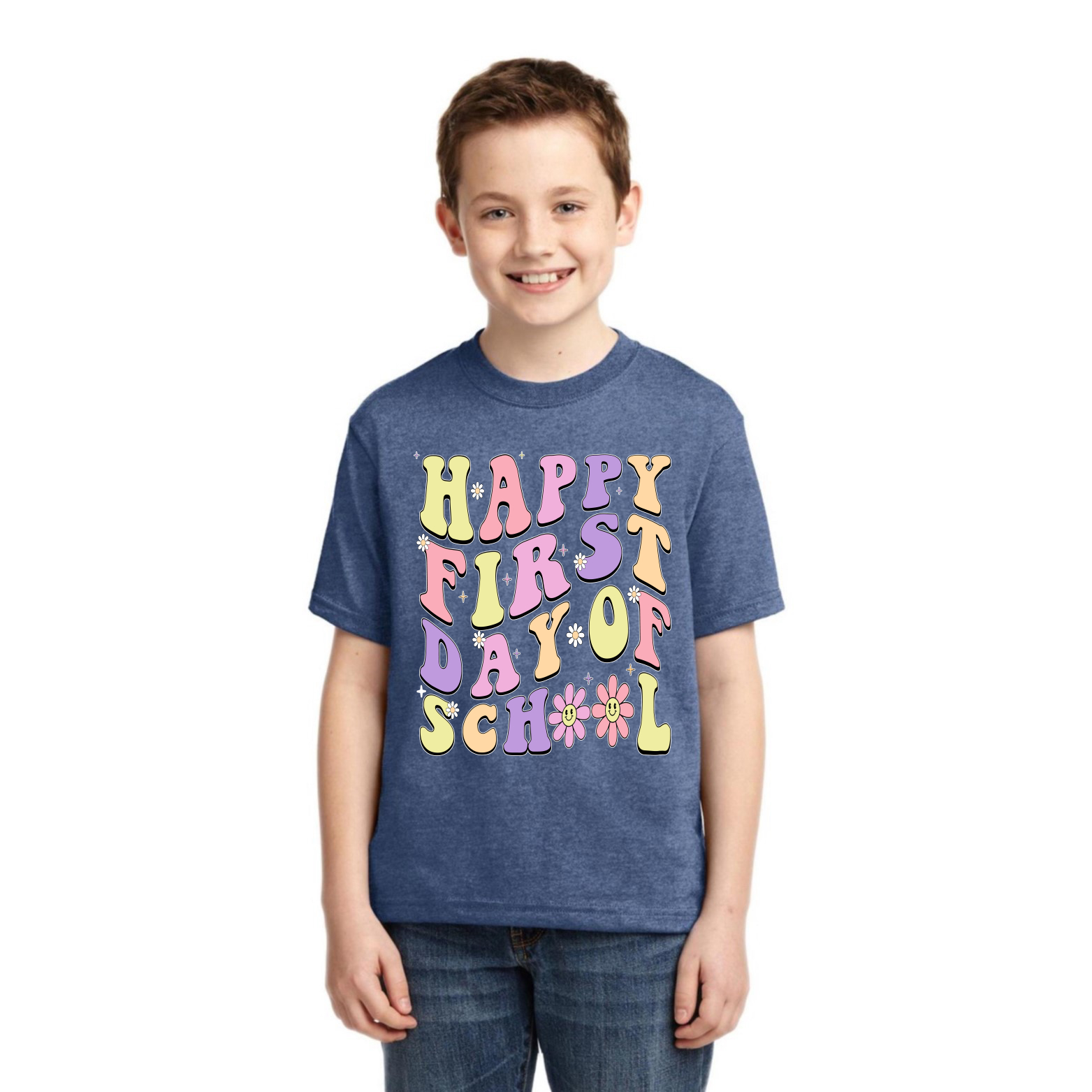 Happy First Day of School Groovy Letter Unisex Graphic Youth TShirt - Picture 13 of 14