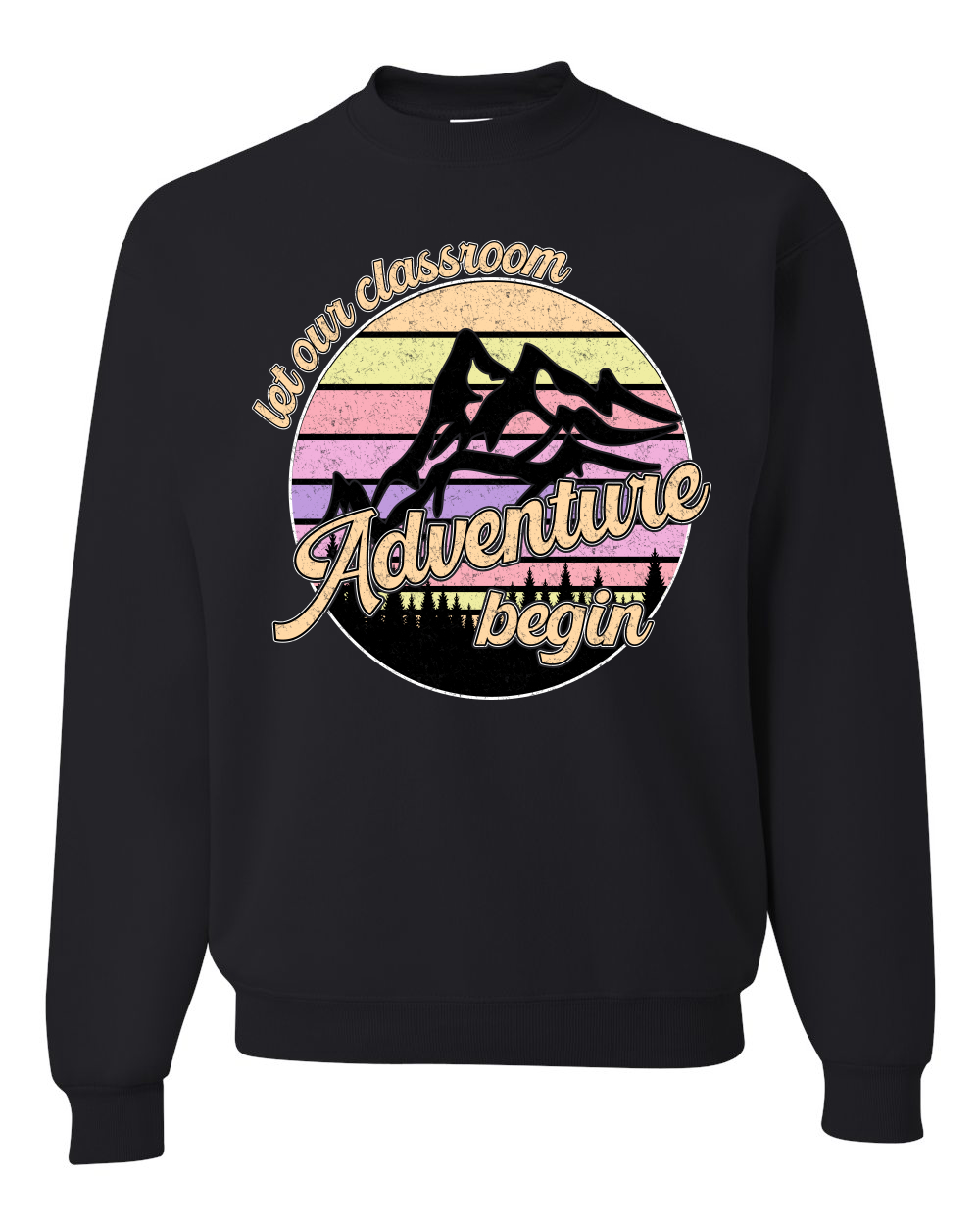 Sudadera Let Our Classroom Adventure Begin Colores Claros Unisex Cuello Redondo - Imagen 3 de 12