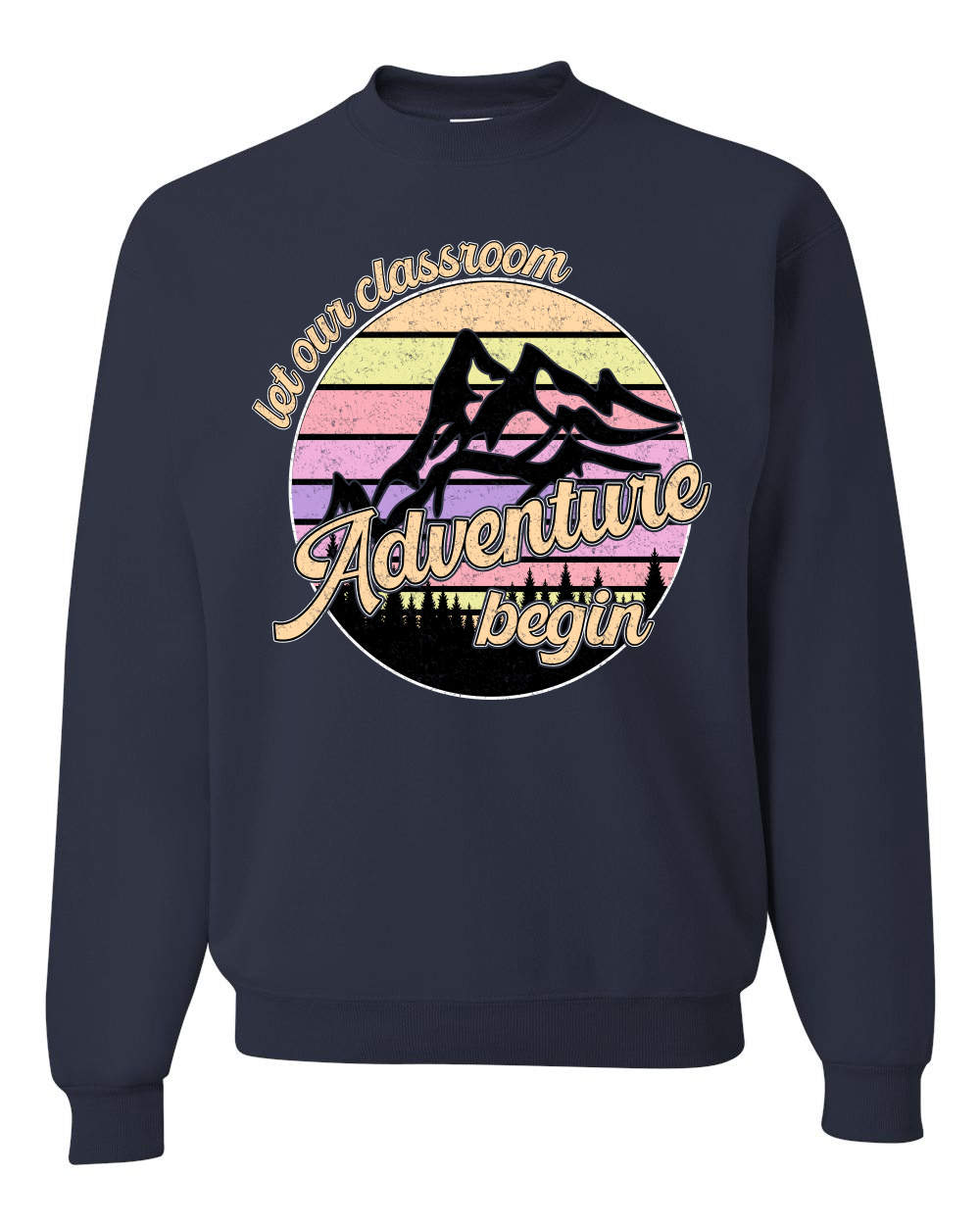 Sudadera Let Our Classroom Adventure Begin Colores Claros Unisex Cuello Redondo - Imagen 8 de 12