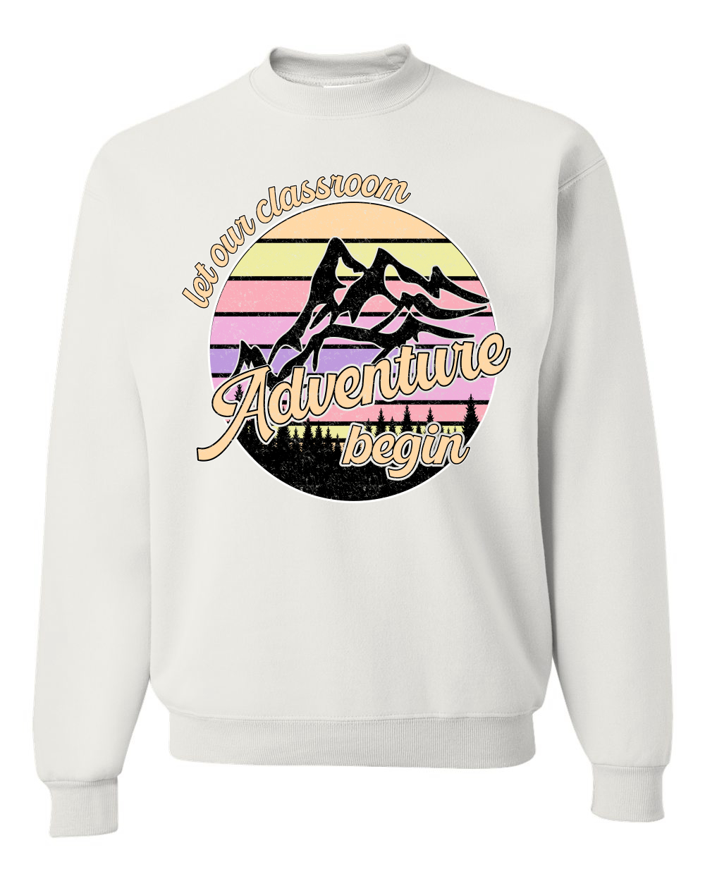 Sudadera Let Our Classroom Adventure Begin Colores Claros Unisex Cuello Redondo - Imagen 12 de 12