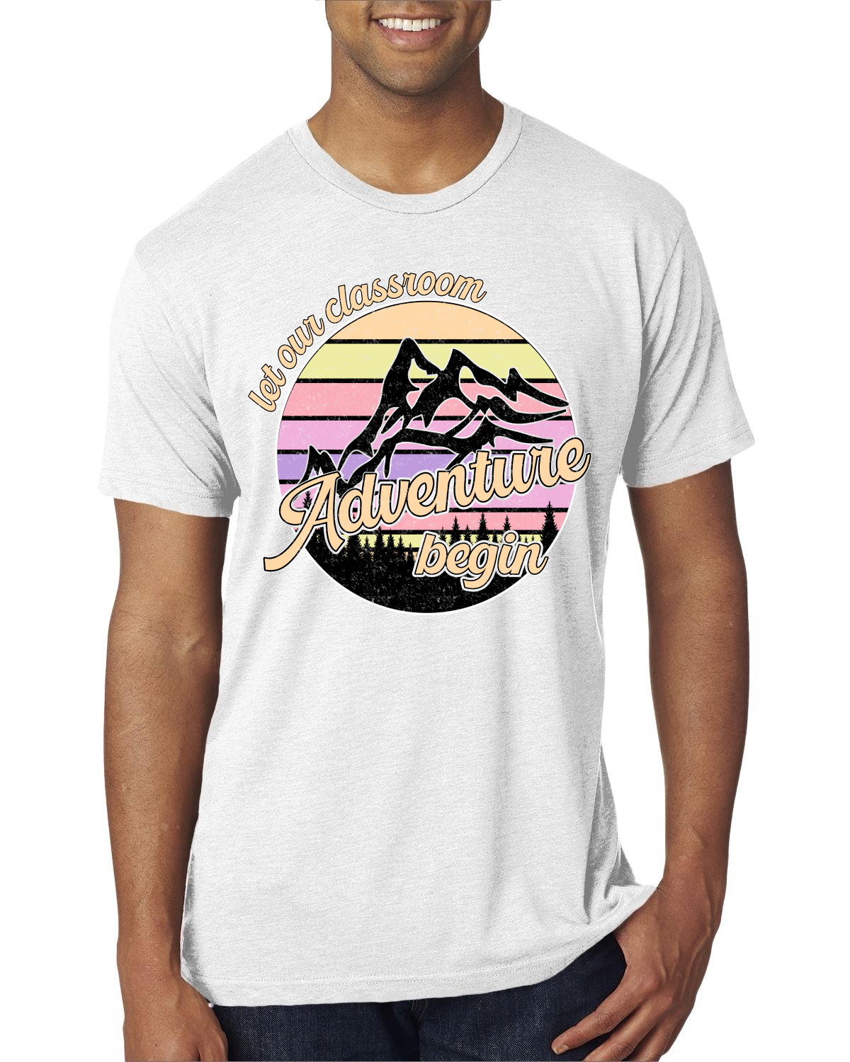 Camiseta Let Our Classroom Adventure Begin colores claros para hombre premium triple mezcla - Imagen 3 de 8