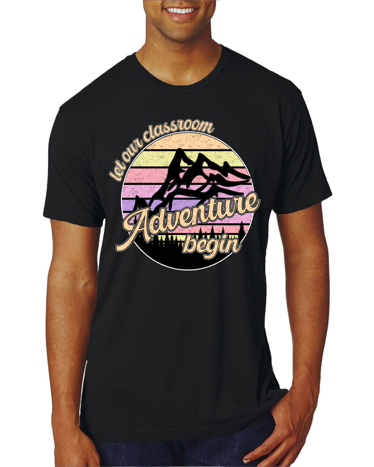 Camiseta Let Our Classroom Adventure Begin colores claros para hombre premium triple mezcla - Imagen 7 de 8