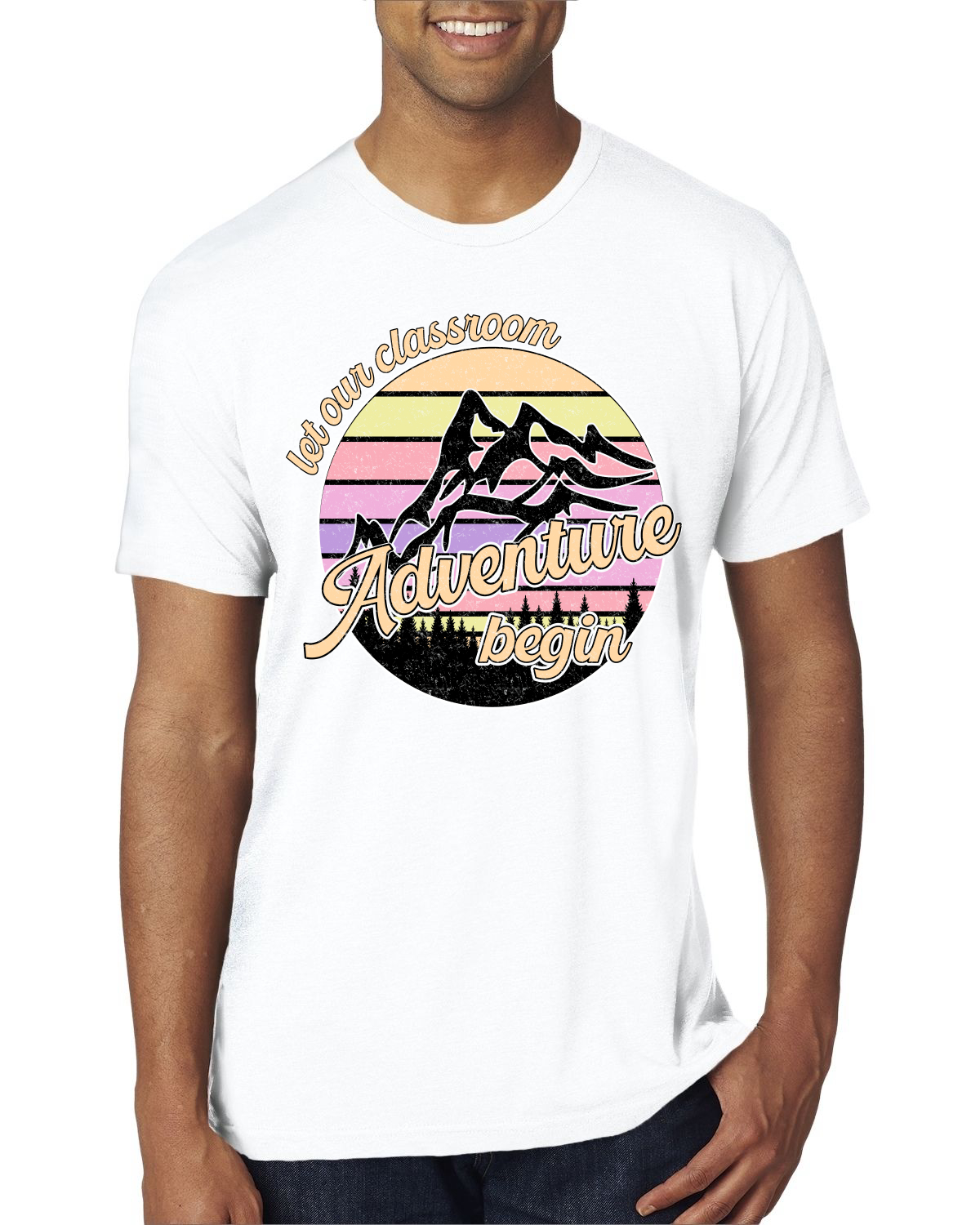 Camiseta Let Our Classroom Adventure Begin colores claros para hombre premium triple mezcla - Imagen 8 de 8