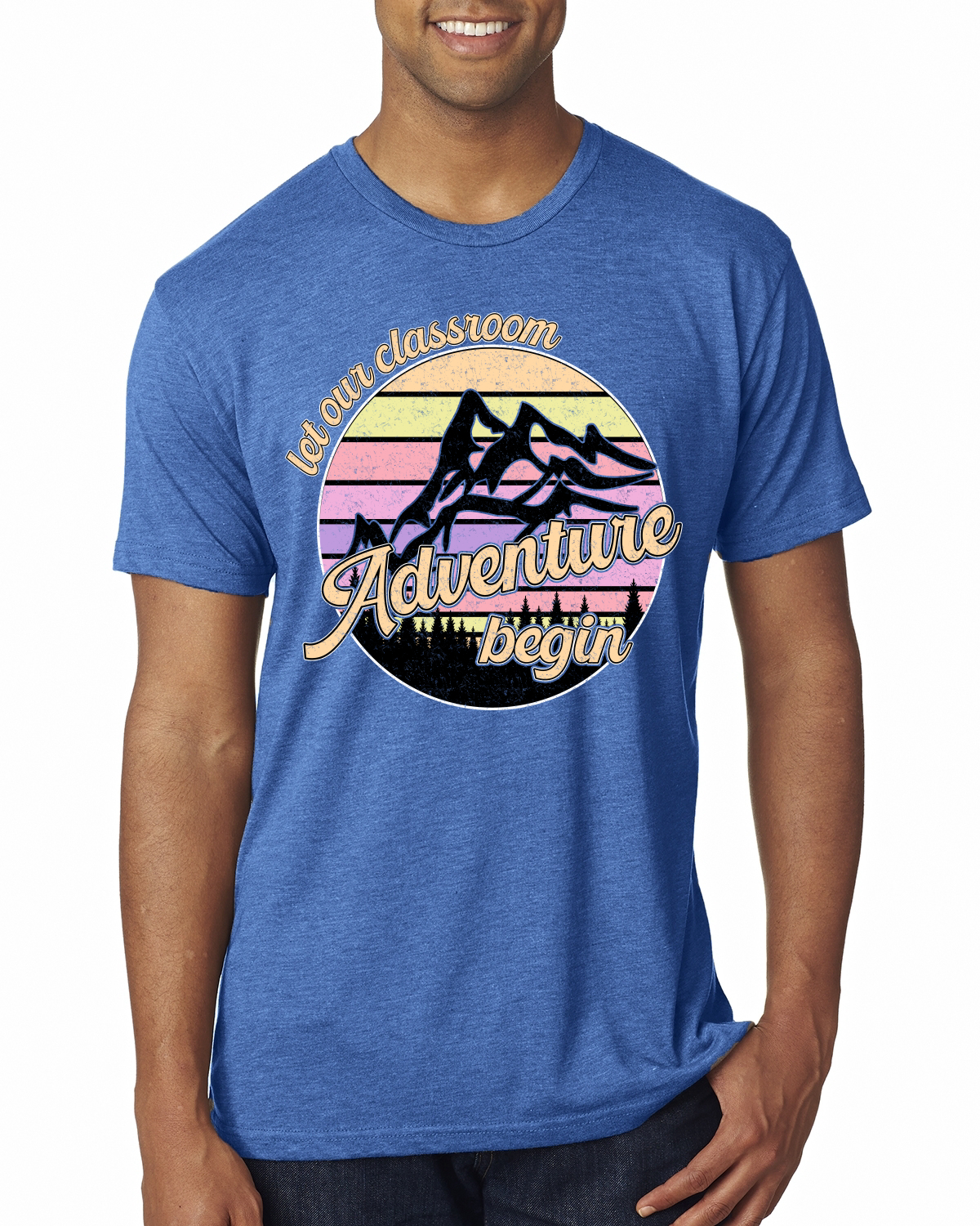 Camiseta Let Our Classroom Adventure Begin colores claros para hombre premium triple mezcla - Imagen 6 de 8