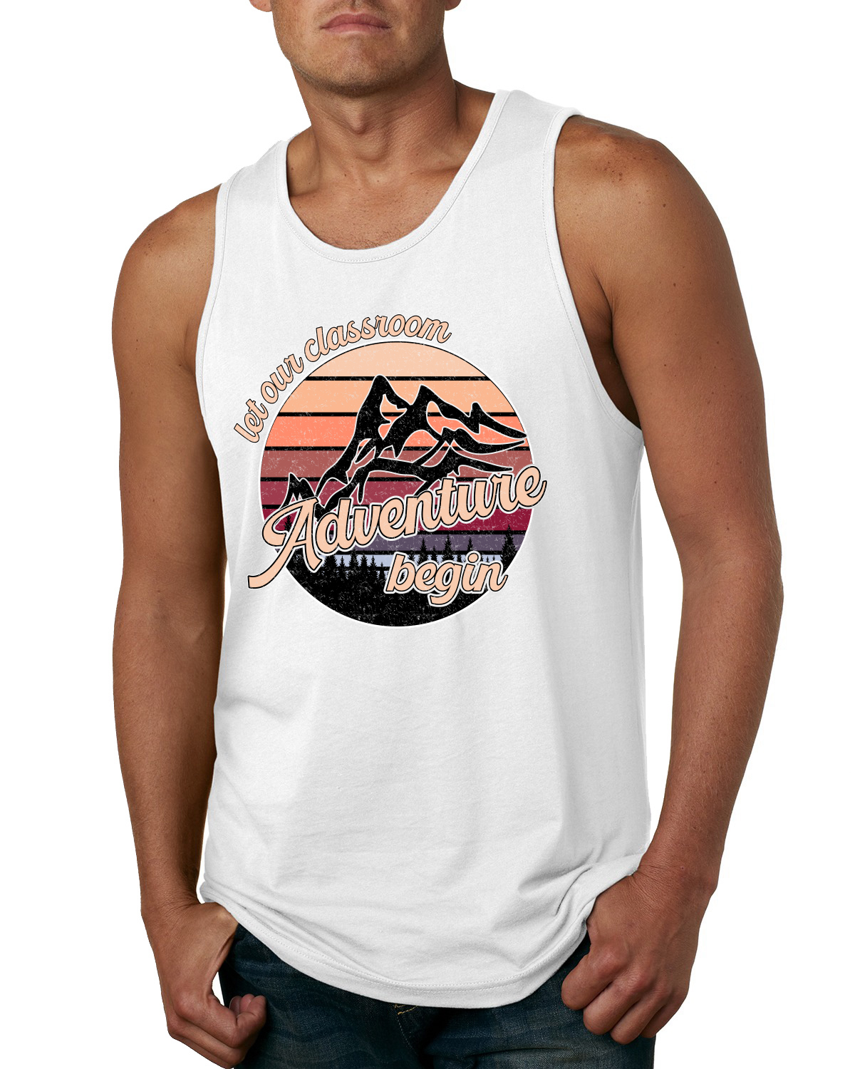 Camiseta sin mangas Let Our Classroom Adventure Begin colores más oscuros para hombre - Imagen 7 de 7