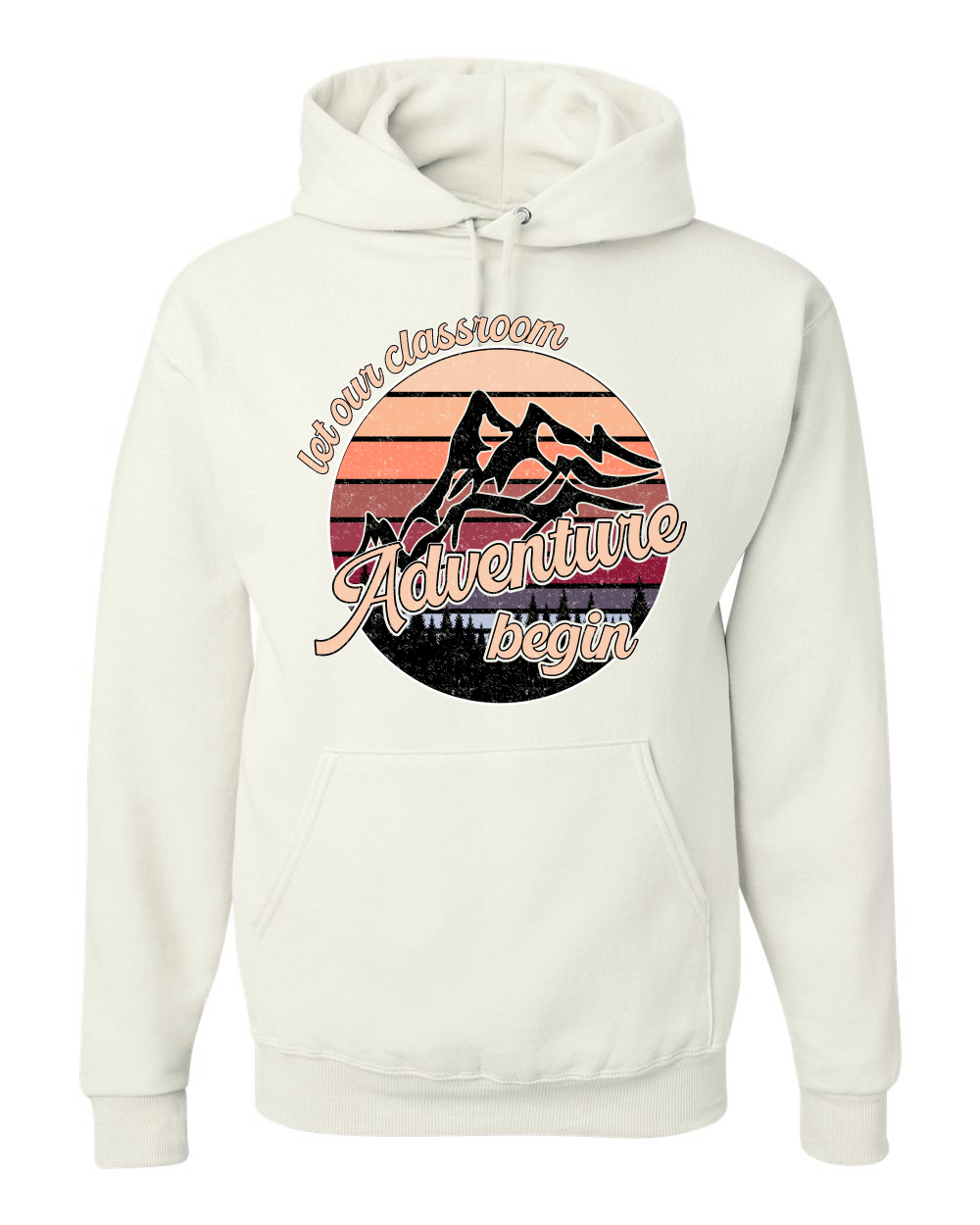 Sudadera con capucha unisex Let Our Classroom Adventure Begin colores más oscuros - Imagen 12 de 12