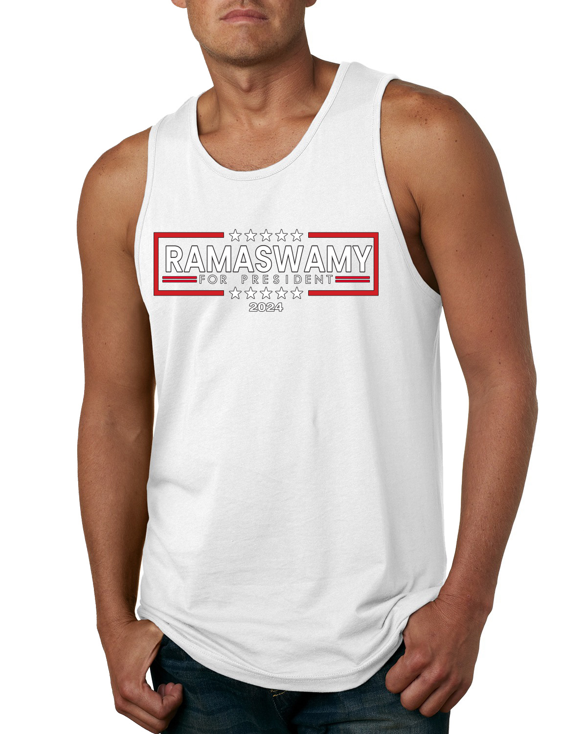 Ramaswamy For President 2024 Sterne rot und weiß Herren Tank Top - Bild 8 von 8