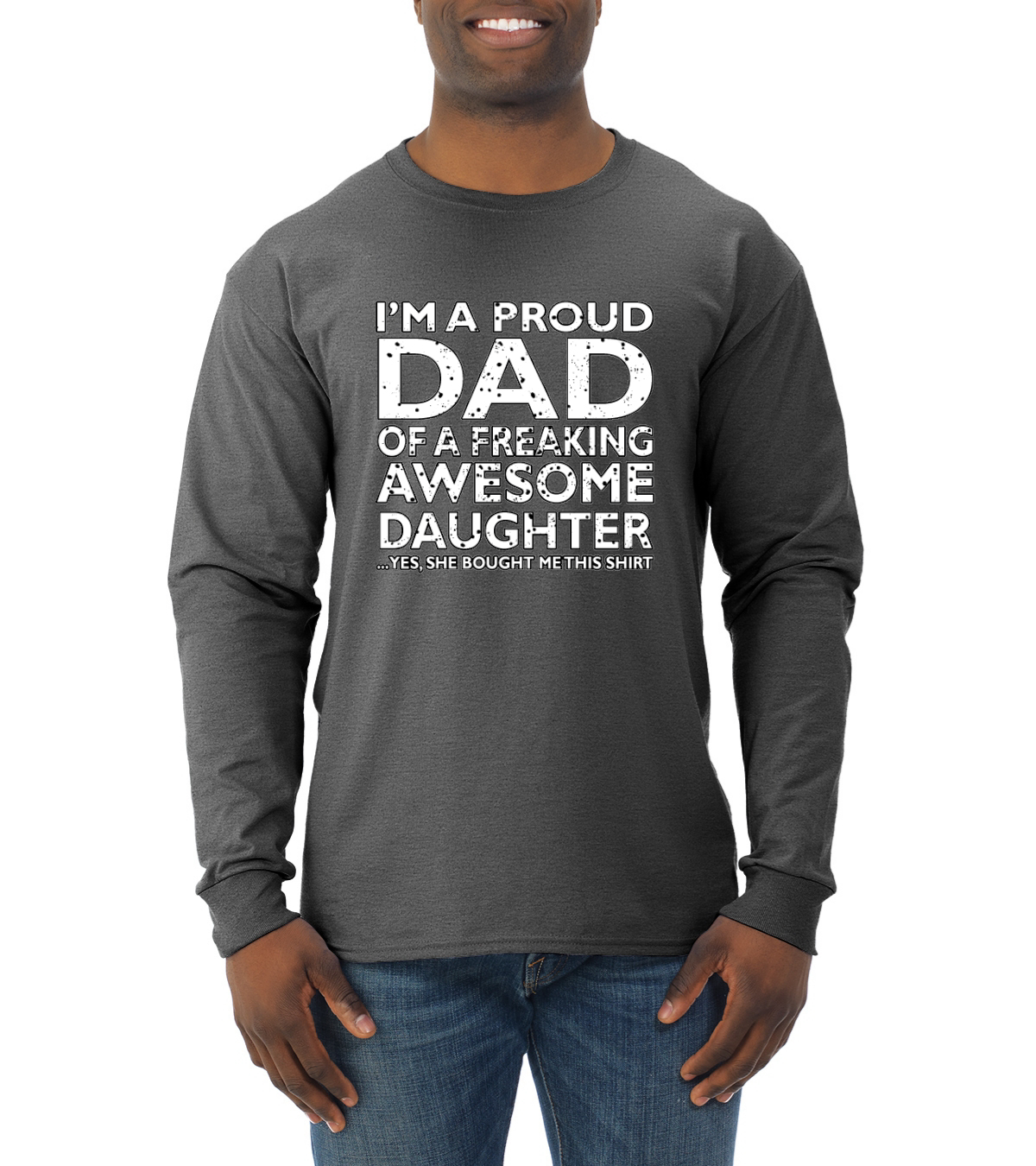 Proud Dad of an Awesome Daughter Best Father Husband Dad Gift Long Sleeve Shirt - Picture 4 of 11