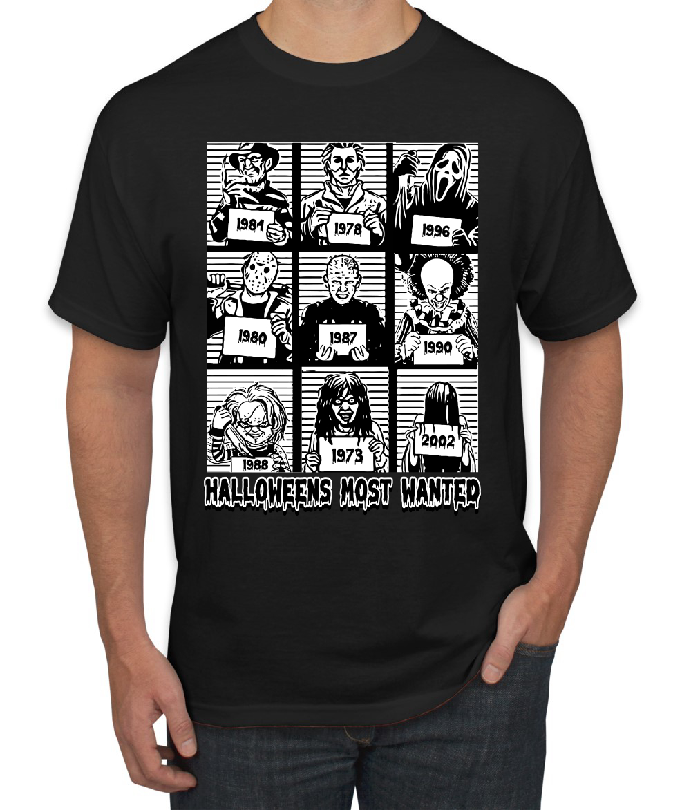 Most Wanted Poster Character MugshotBlack and White Men TShirt