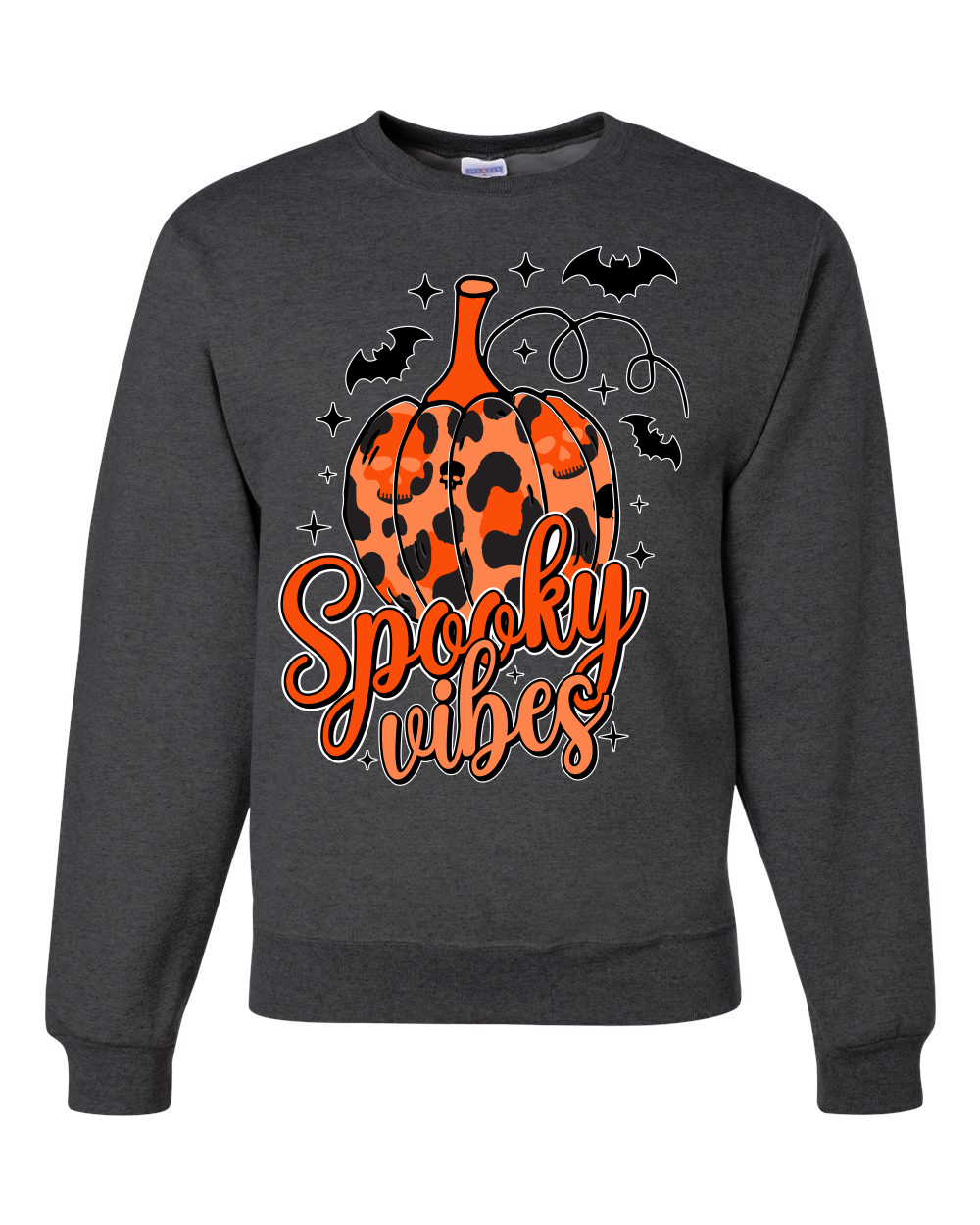 Spooky Vibes Pumpkin Skulls Bats Stars Unisex Sweatshirt - Picture 5 of 8