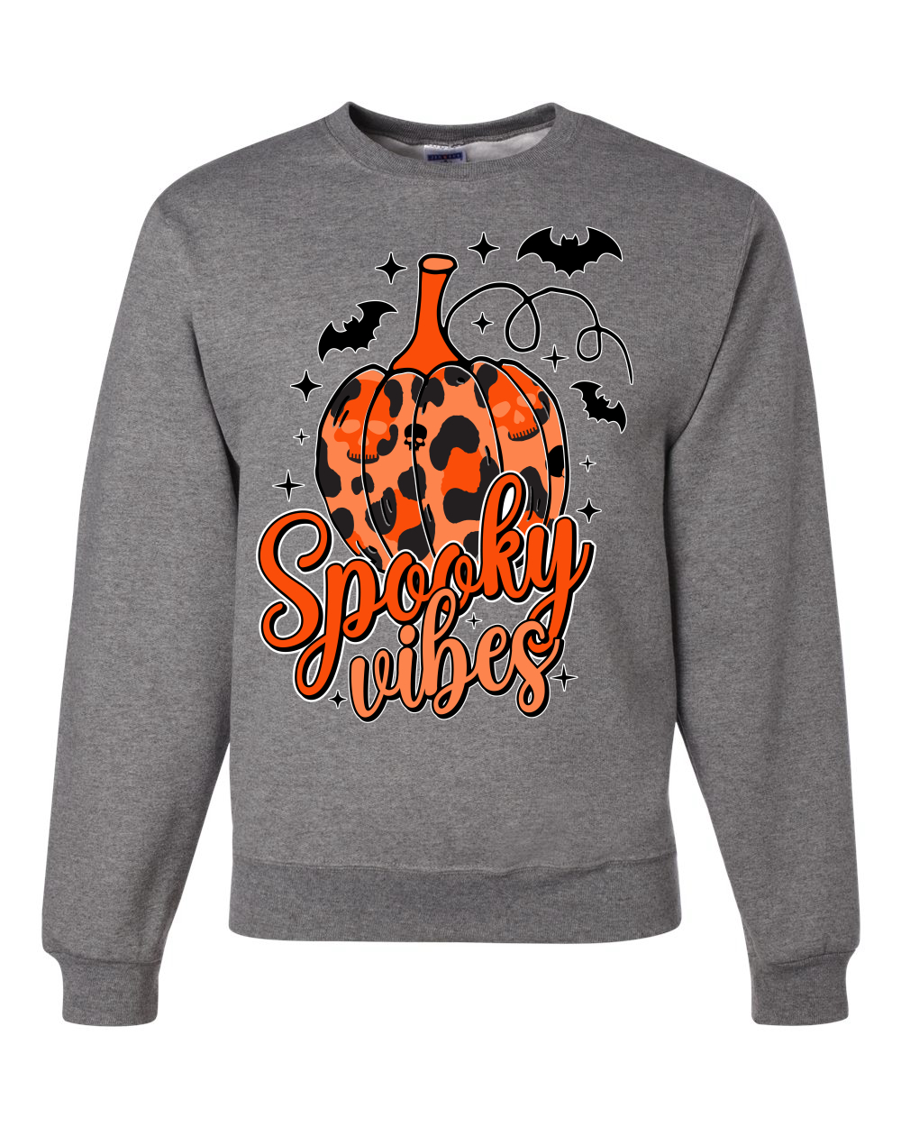 Spooky Vibes Pumpkin Skulls Bats Stars Unisex Sweatshirt - Picture 6 of 8
