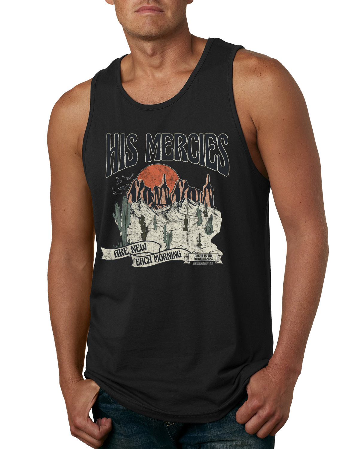 Camiseta sin mangas His Mercies Are New Every Morning Great Is Thy Faithfulness para hombre - Imagen 3 de 8