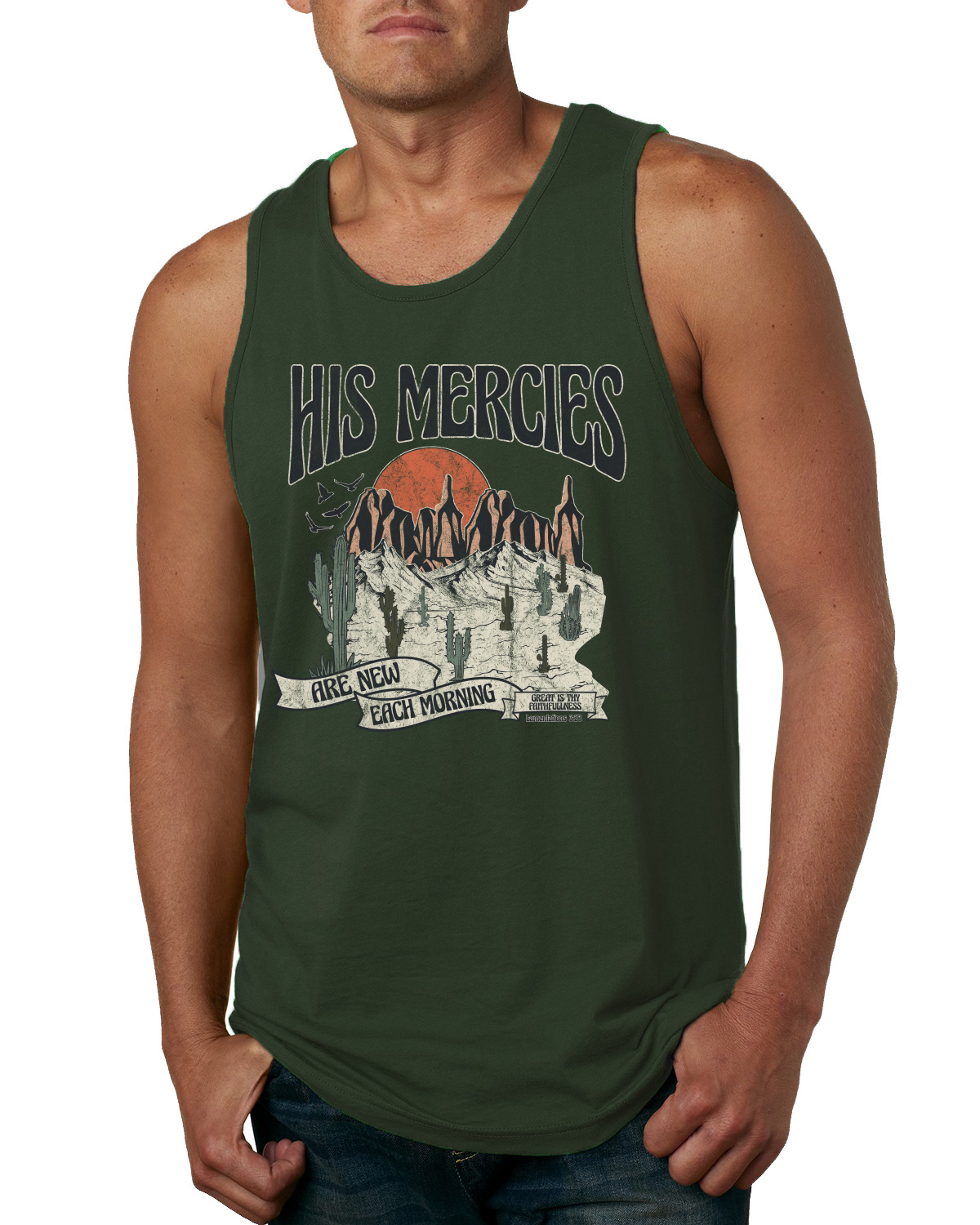 Camiseta sin mangas His Mercies Are New Every Morning Great Is Thy Faithfulness para hombre - Imagen 4 de 8