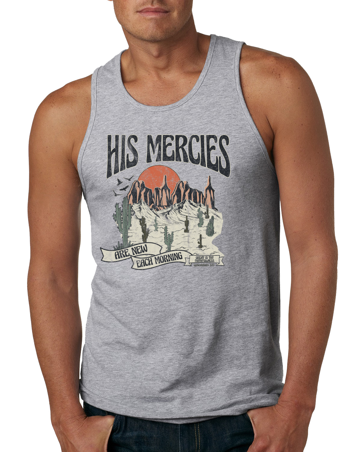Camiseta sin mangas His Mercies Are New Every Morning Great Is Thy Faithfulness para hombre - Imagen 5 de 8