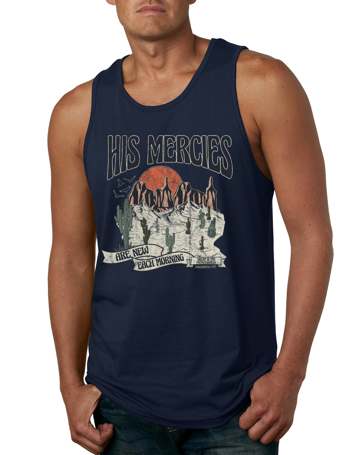 Camiseta sin mangas His Mercies Are New Every Morning Great Is Thy Faithfulness para hombre - Imagen 6 de 8