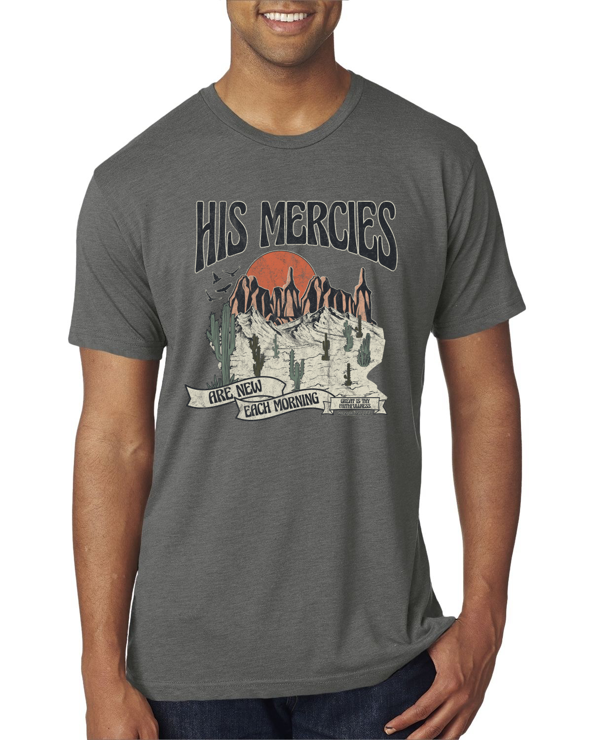 His Mercies Are New Each Morning Great Is Thy Faithfulness Men Premium TShirt - Picture 14 of 16