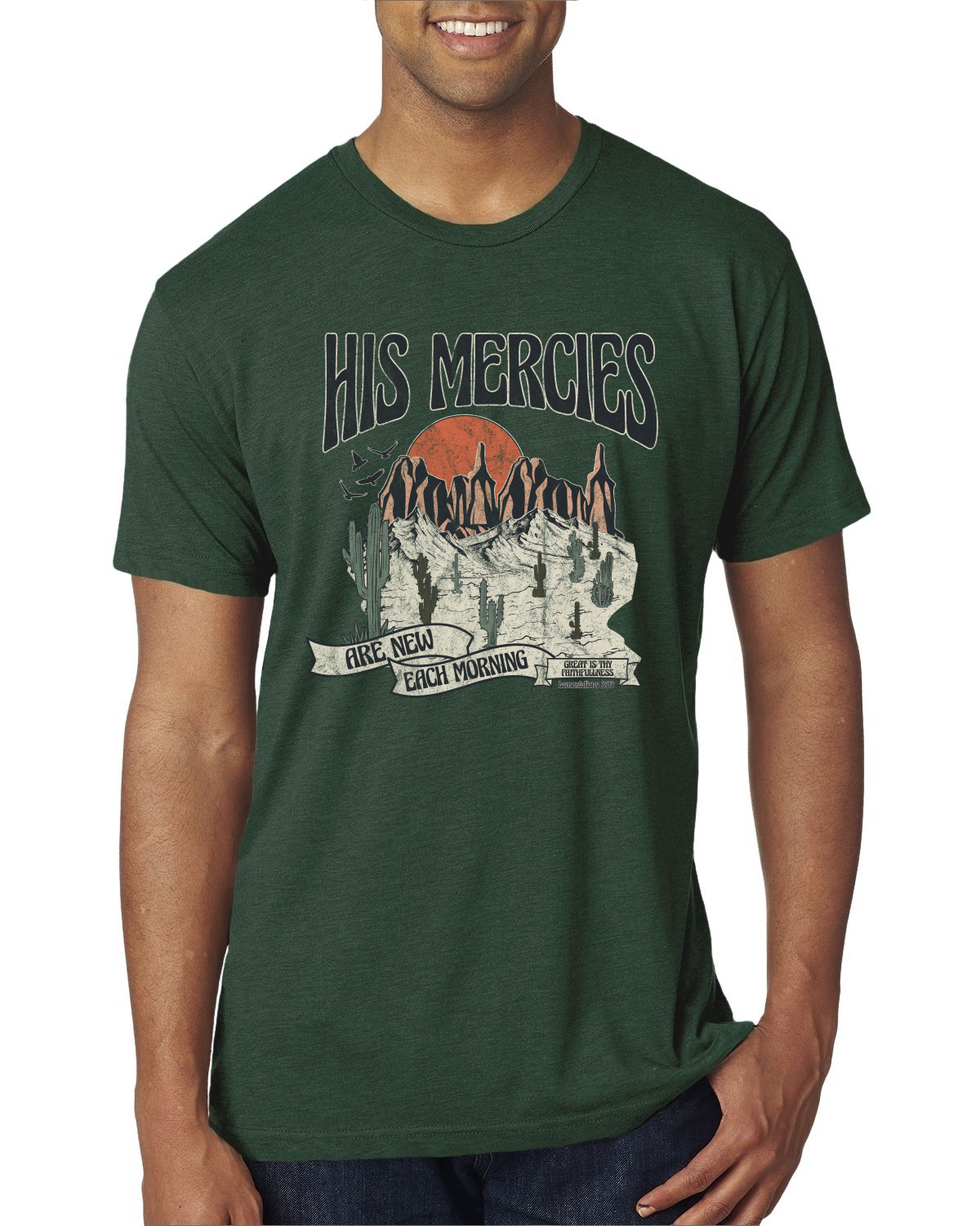 His Mercies Are New Each Morning Great Is Thy Faithfulness Men Premium TShirt - Picture 3 of 16