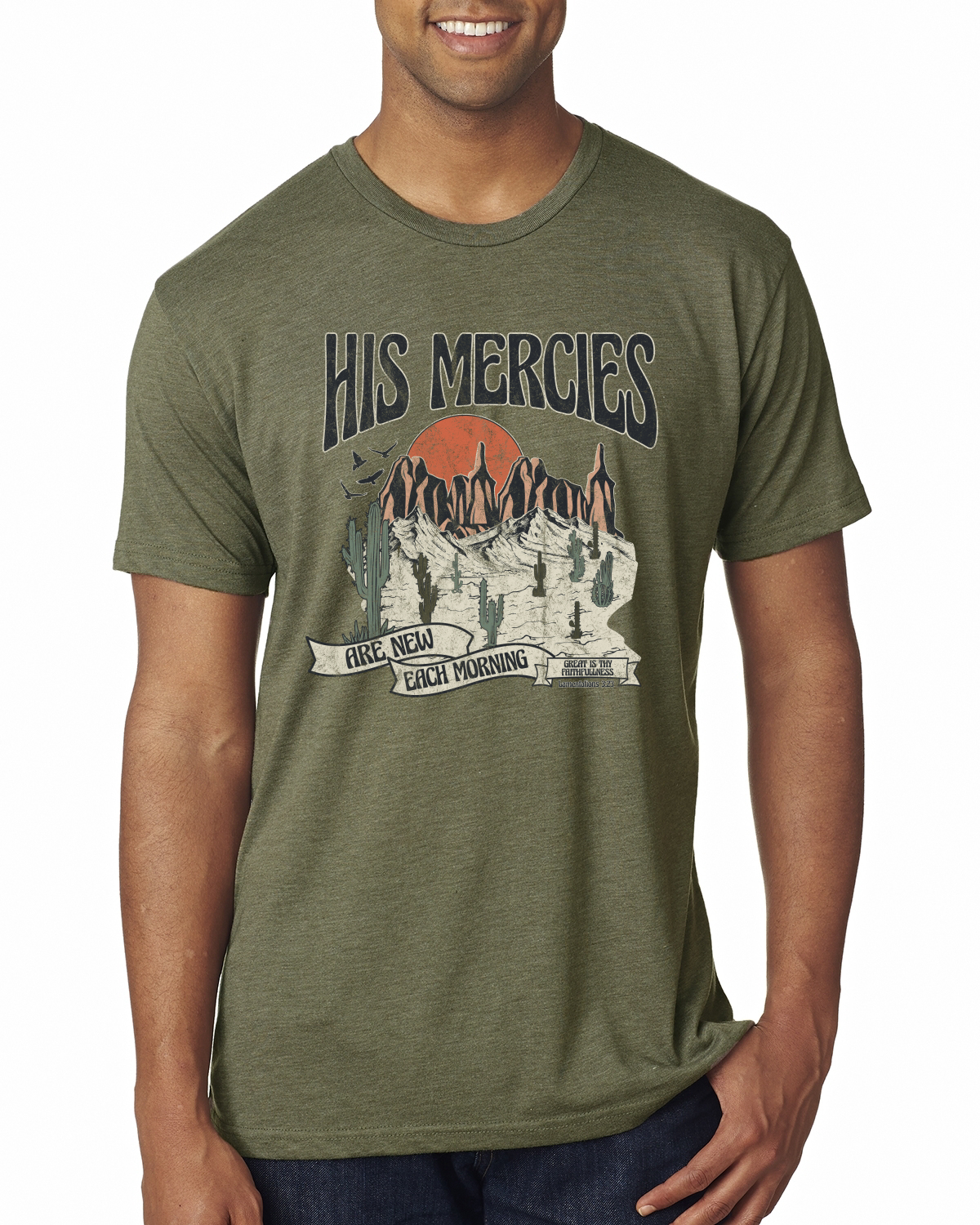 His Mercies Are New Each Morning Great Is Thy Faithfulness Men Premium TShirt - Picture 11 of 16