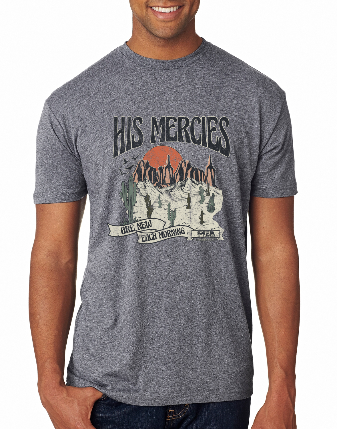 His Mercies Are New Each Morning Great Is Thy Faithfulness Men Premium TShirt - Picture 5 of 16
