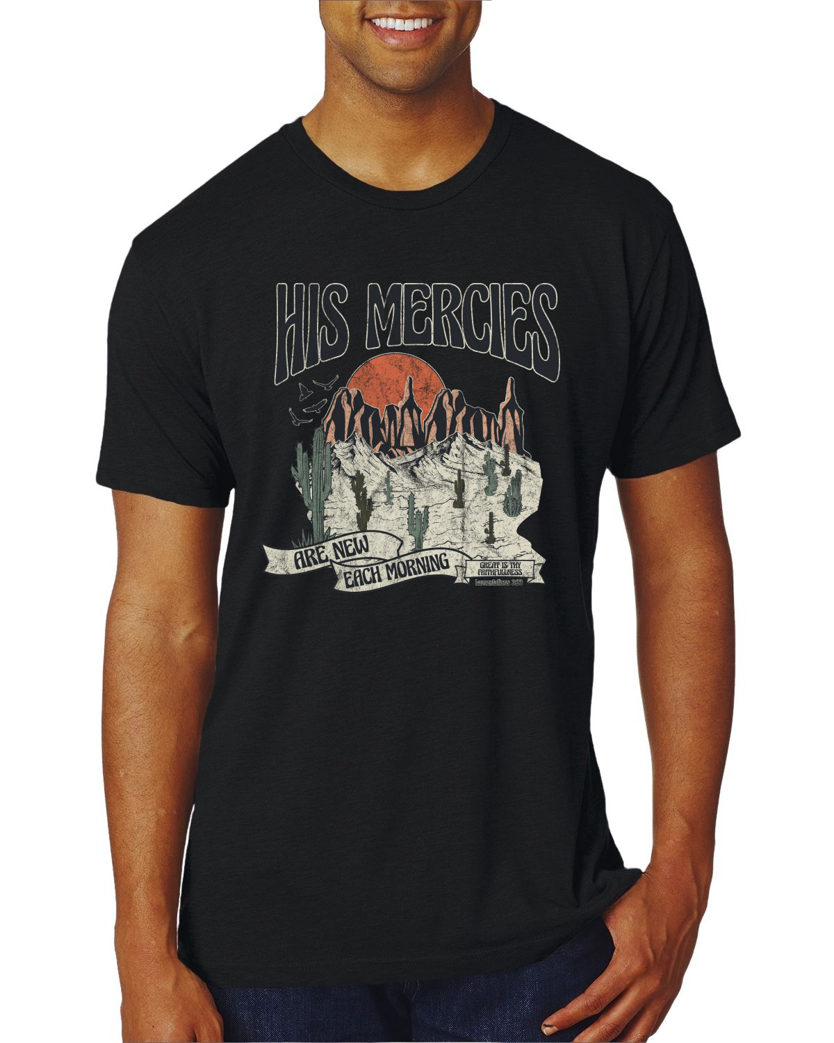 His Mercies Are New Each Morning Great Is Thy Faithfulness Men Premium TShirt - Picture 13 of 16