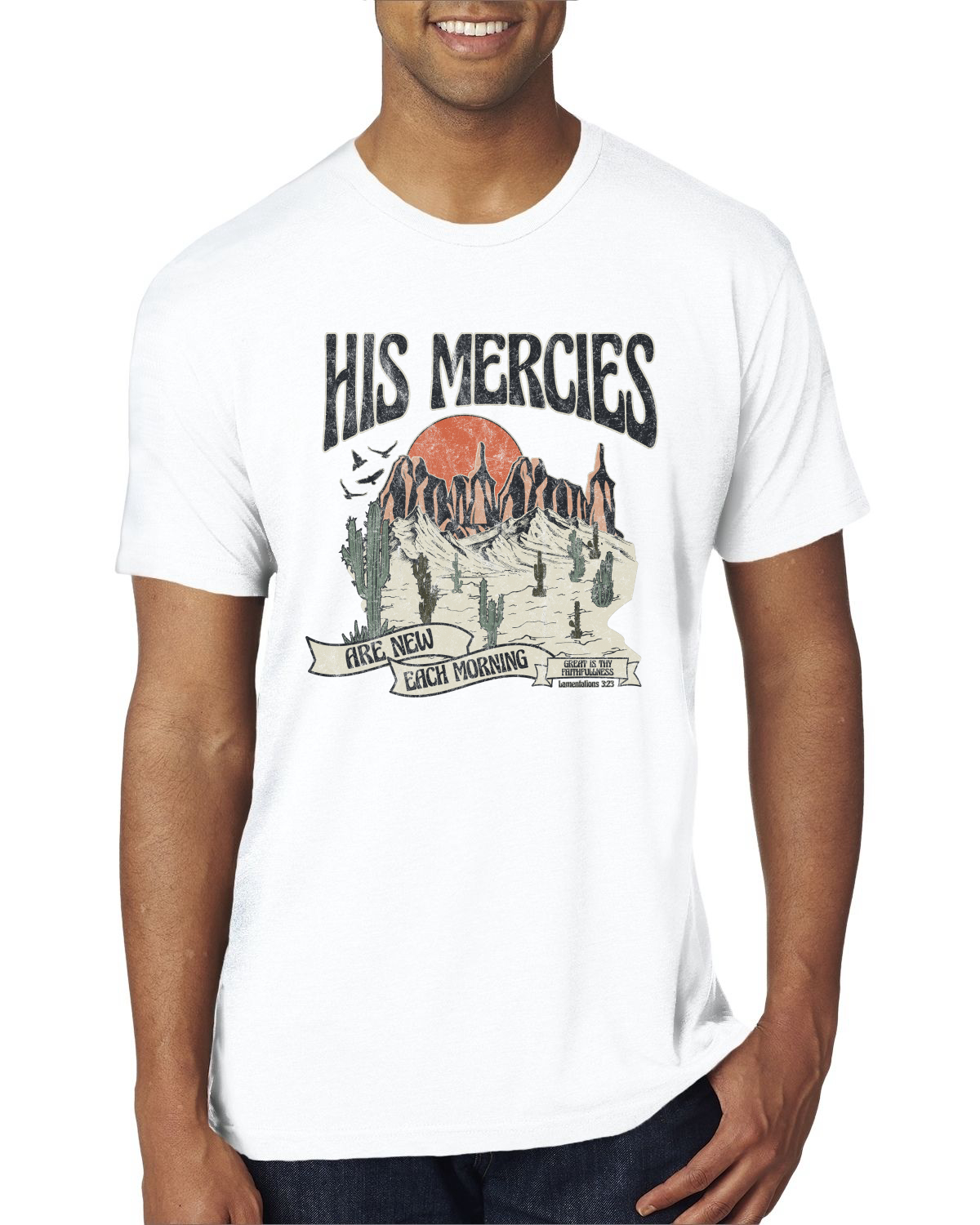 His Mercies Are New Each Morning Great Is Thy Faithfulness Men Premium TShirt - Picture 16 of 16