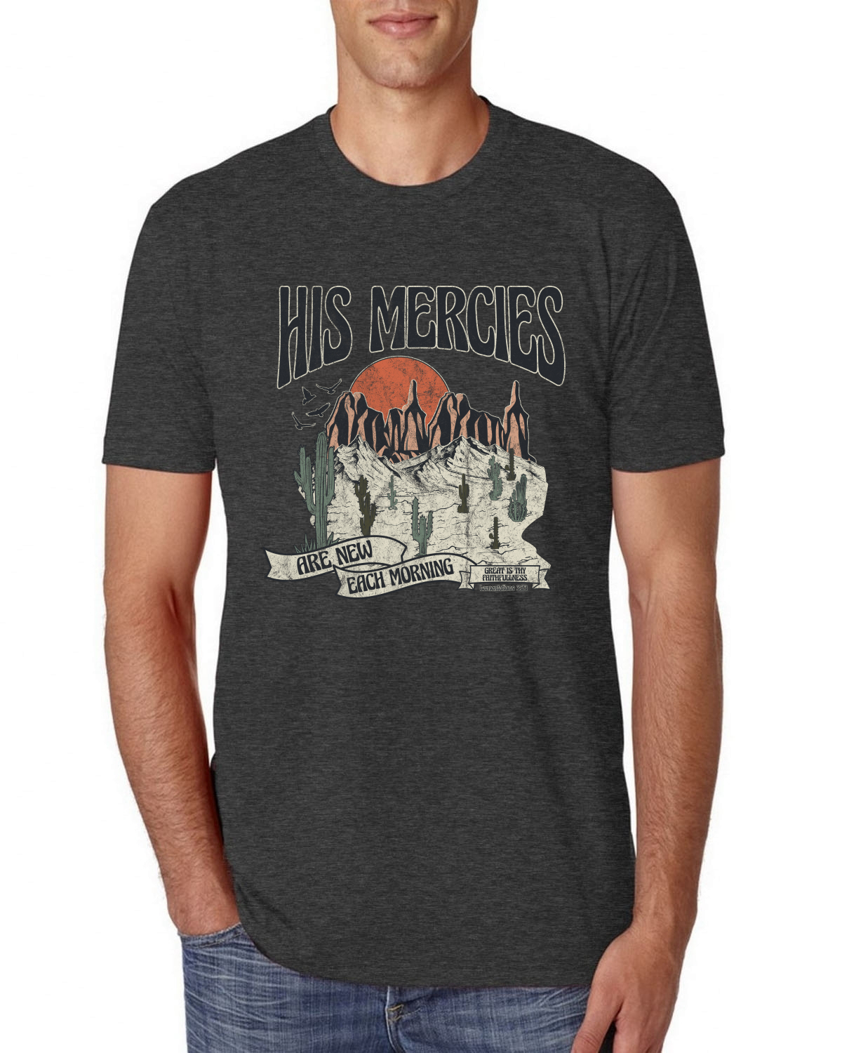 His Mercies Are New Each Morning Great Is Thy Faithfulness Men Premium TShirt - Picture 6 of 16