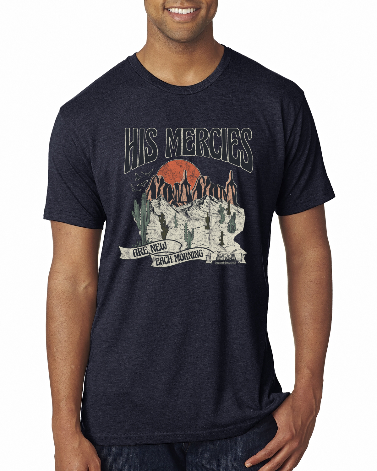 His Mercies Are New Each Morning Great Is Thy Faithfulness Men Premium TShirt - Picture 7 of 16