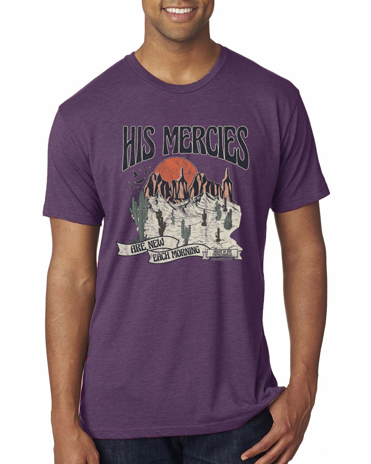 His Mercies Are New Each Morning Great Is Thy Faithfulness Men Premium TShirt - Picture 8 of 16