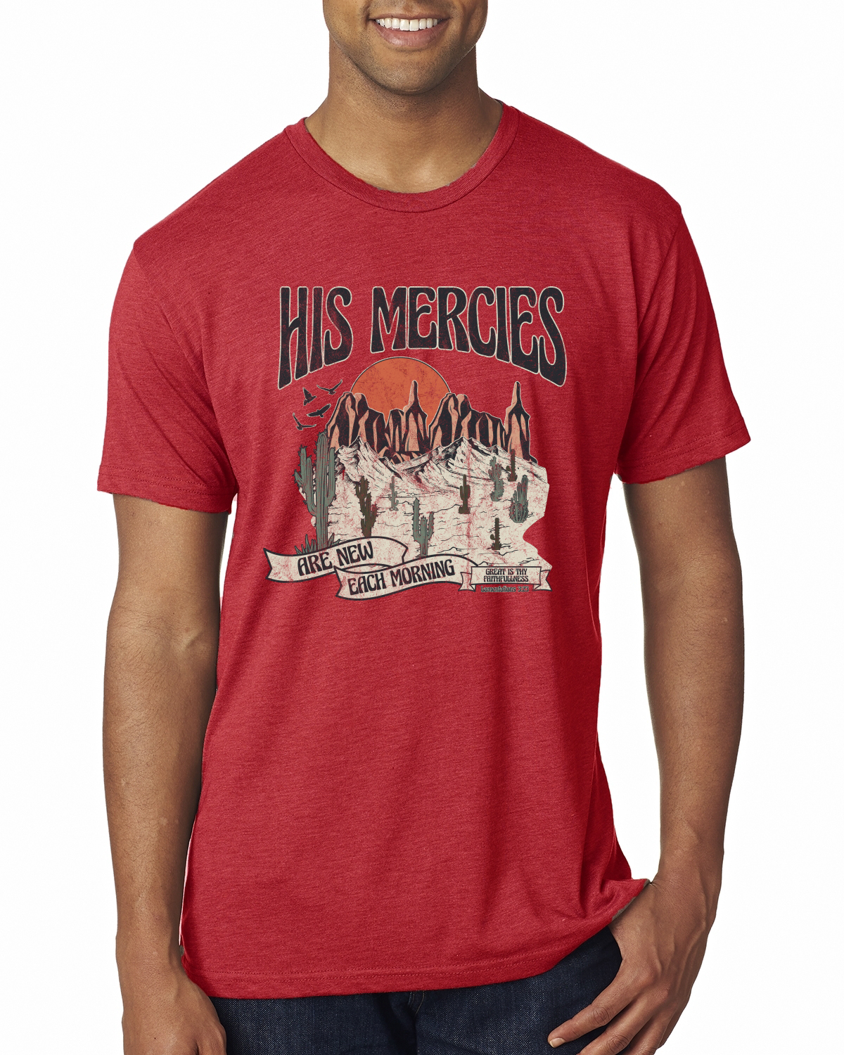 His Mercies Are New Each Morning Great Is Thy Faithfulness Men Premium TShirt - Picture 9 of 16